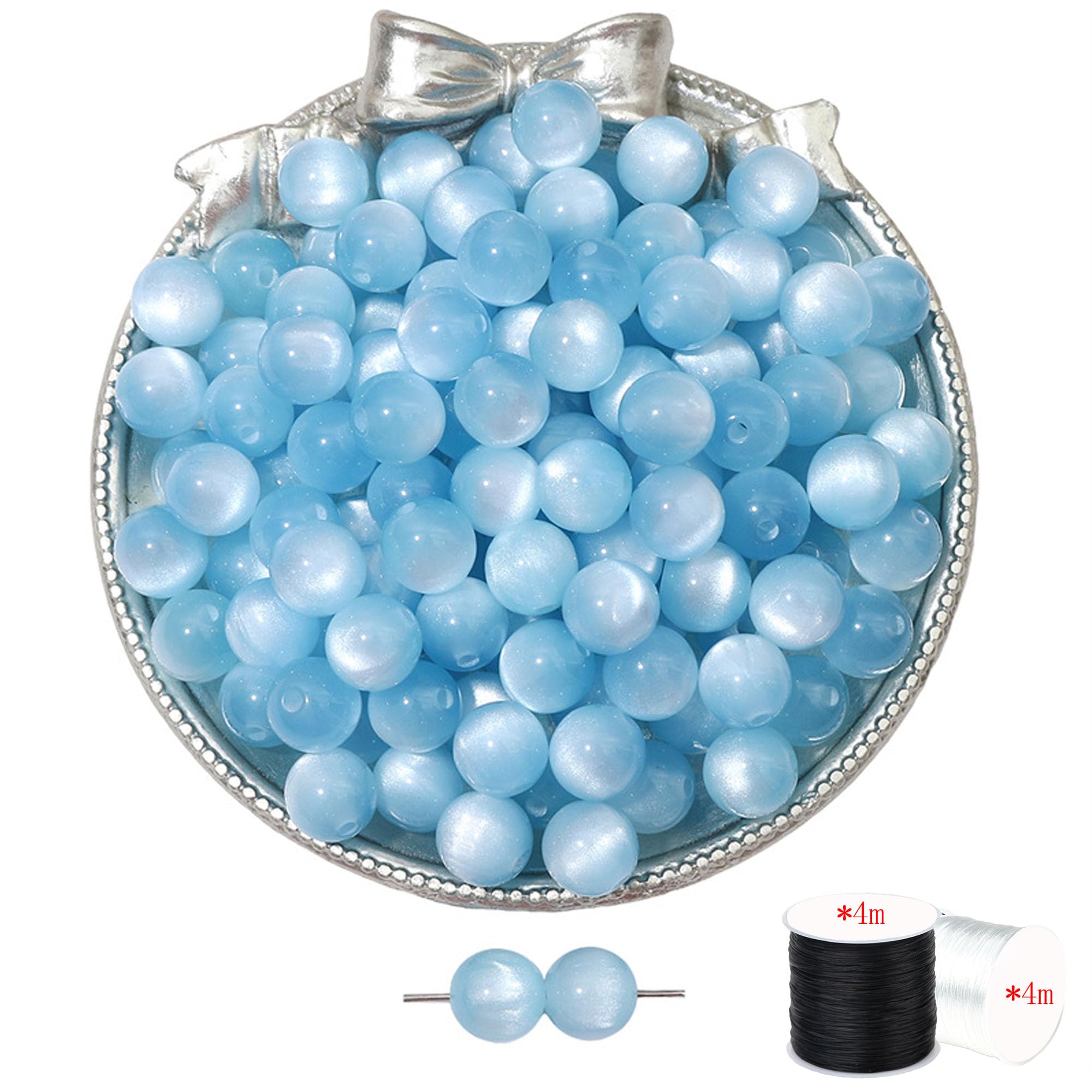 ftiemlovde 60 Large 8mm Blue Beads Bracelet Making Kit โ image 1