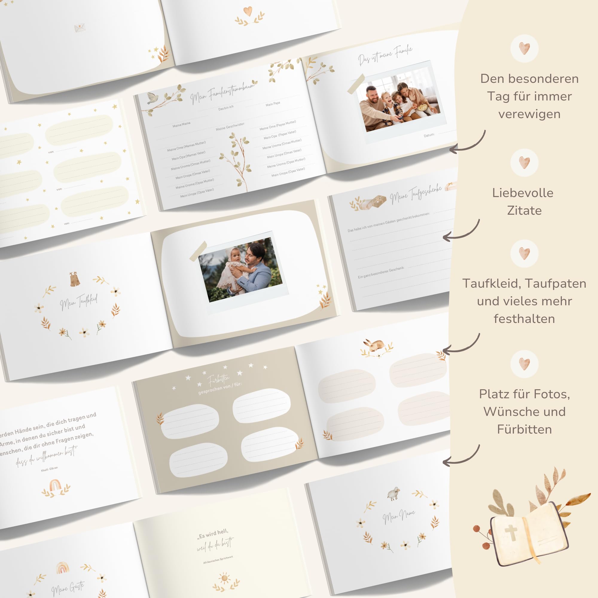 MeinBaby123® Taufbuch Meine Taufe | Taufbuch | Geschenk zur Taufe | Taufgeschenke Jungen & für Mädchen | Erinnerungsbuch Taufe | Taufe Deko - vergoldetes Cover