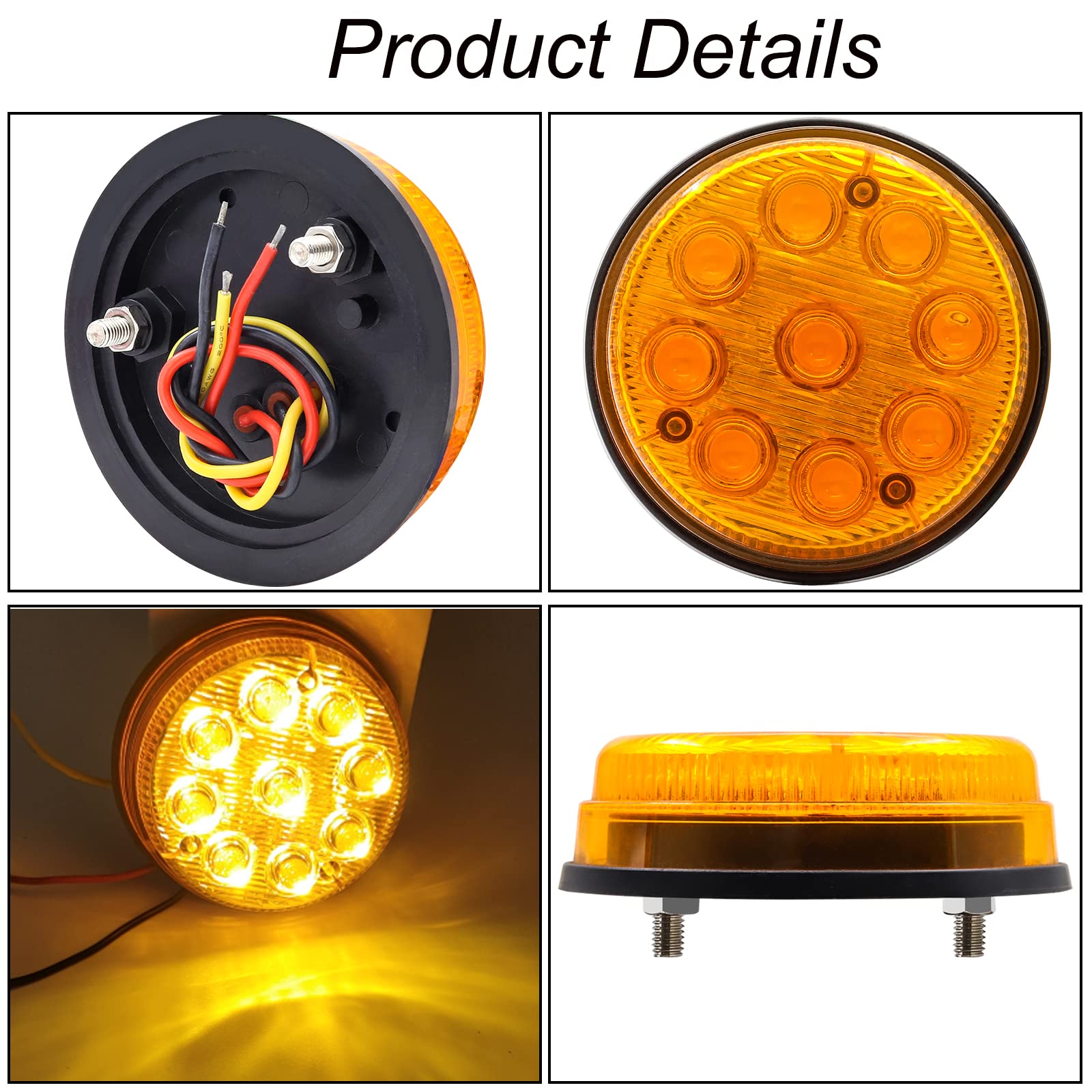 Amber Rear Car & Truck Side Marker Light Assemblies 4x 12v Led Amber ...