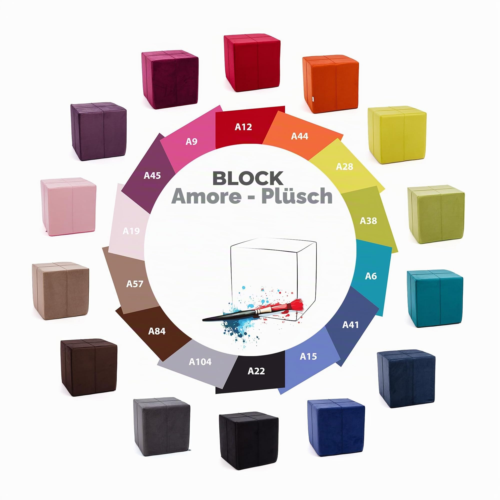 Ecopuf Cube - Sitzhocker Hocker Kunstleder Mikrofaser Sitzbox Quader Würfel Pouf Ottomane Fußbank für's Wohnzimmer Wohneinrichtung 40x40x40 cm Faber Gelb A28