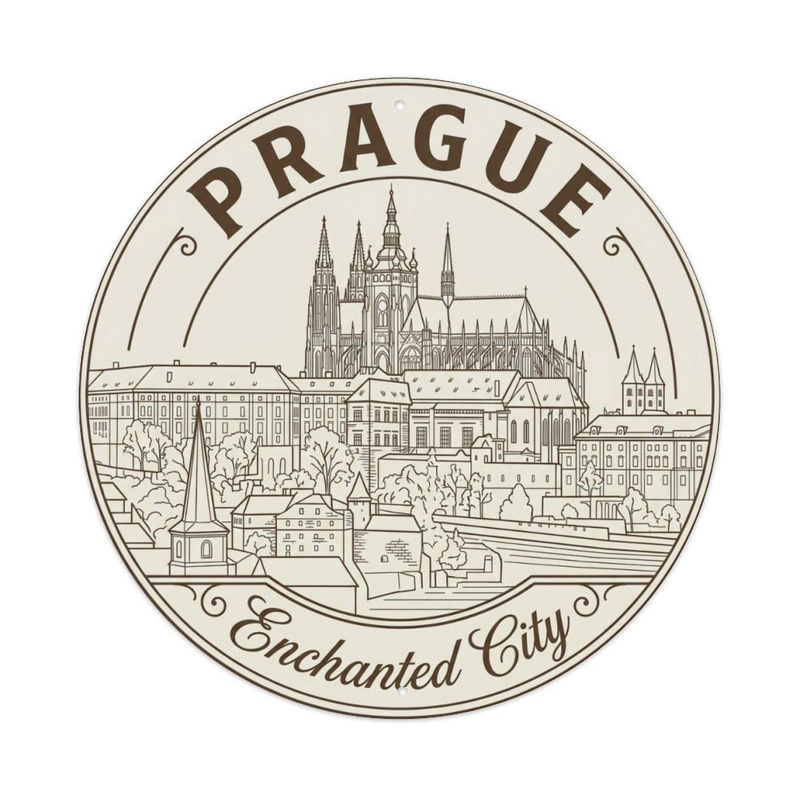 Vintage Travel Prague Czechia Trip Metal Tin Sign