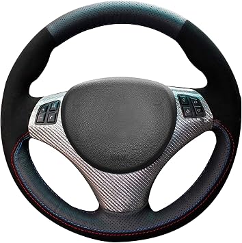 Loncky Leather Steering Wheel Cover for BMW E90 BMW 335i 4D Sedan/BMW 335XI 4D Sedan/BMW 328i 4D Sedan/BMW 328XI 4D Sedan/BMW 335d 4D Sedan/BMW 330i 330XI BMW 325i 325XI 4D Accessories