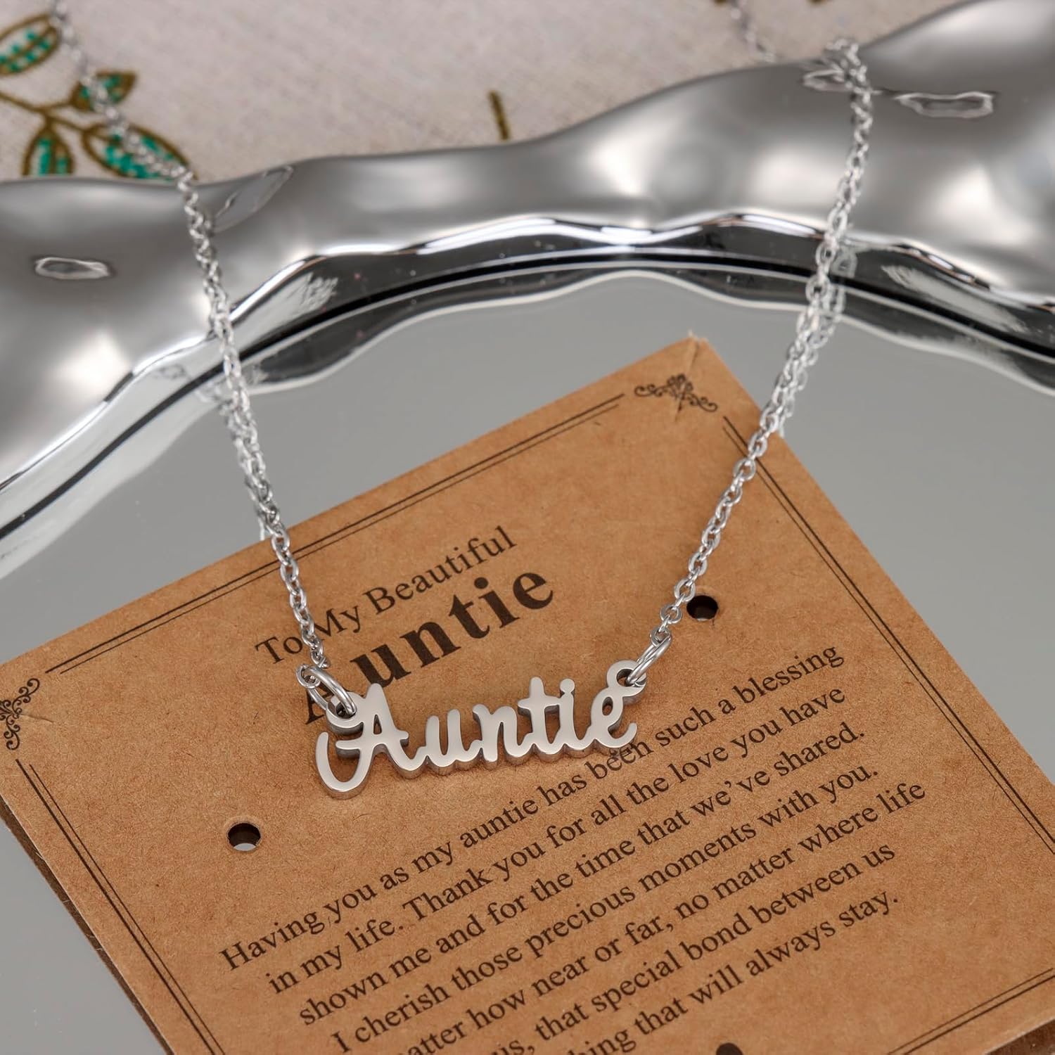 Auntie Necklace for Women from Nephew Niece Best Birthday Gifts for Auntie - Image 4