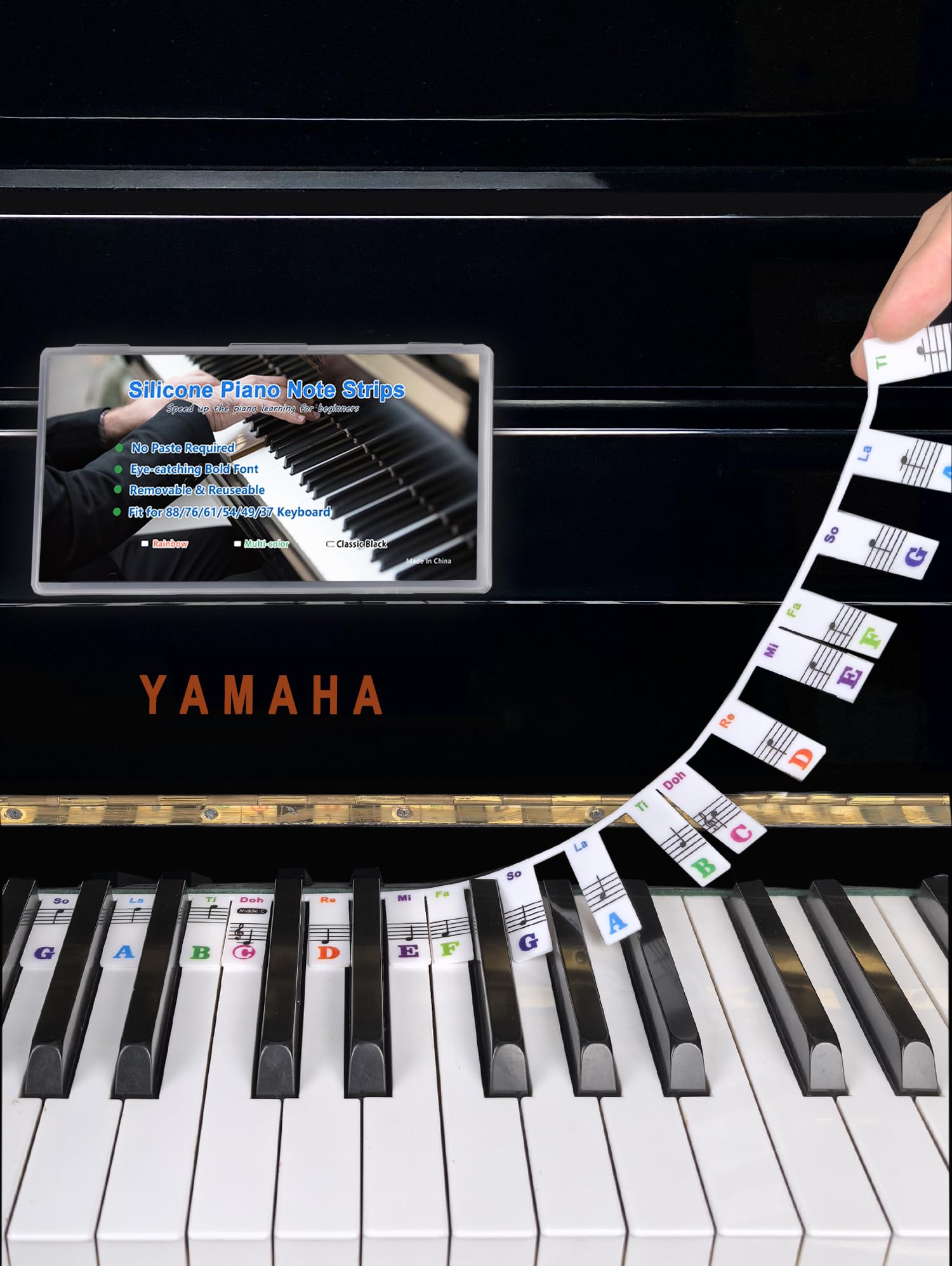 Piano Note Labels, Silicone Keyboard Stickers for Beginners Kids 88-Key Full Size