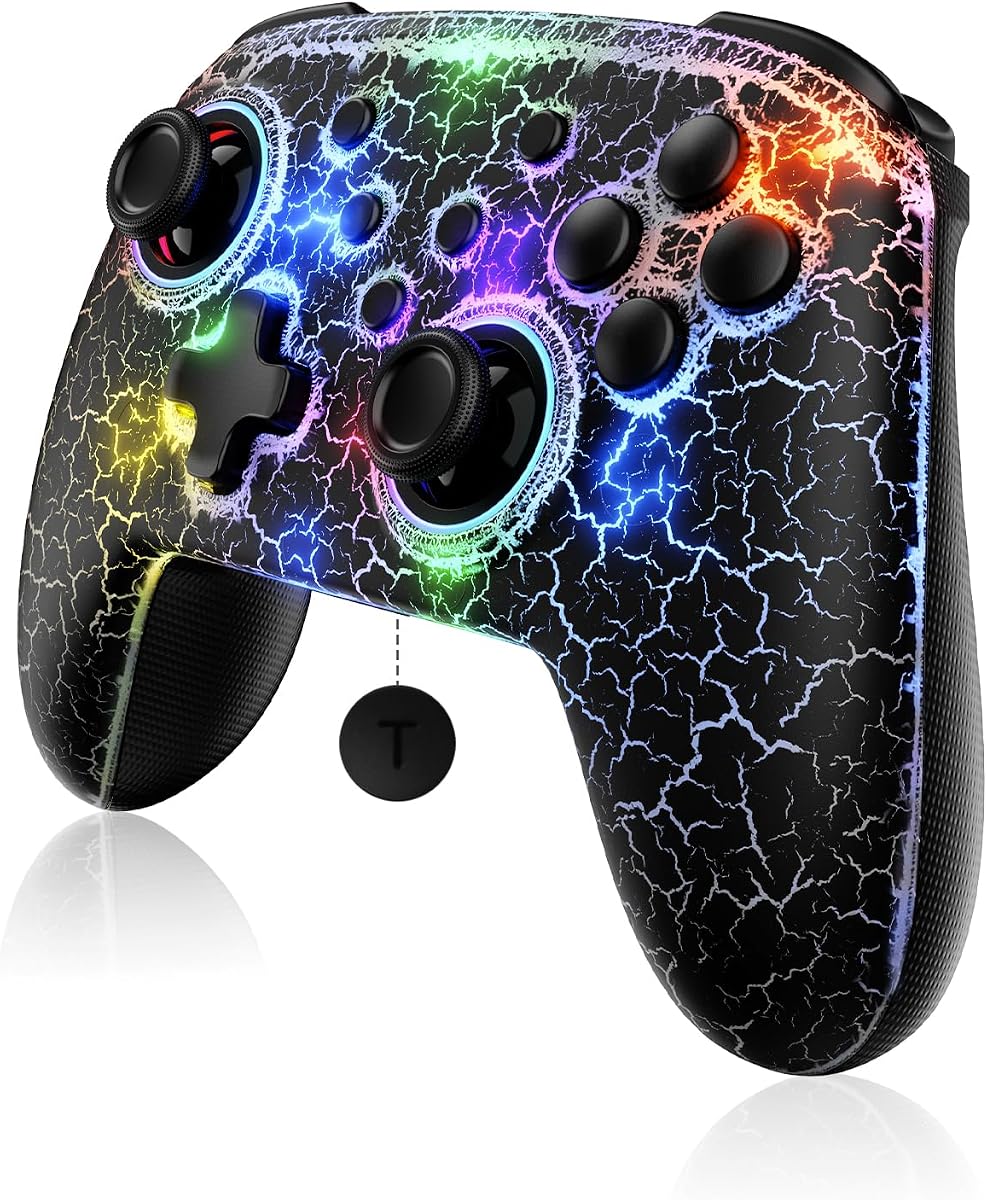 NexiGo Wireless Controller (No Deadzone) for Switch 2 and Switch, Bluetooth Controllers for Nintendo Switch with Vibration, Motion, Turbo and LED Light (Lightstorm)