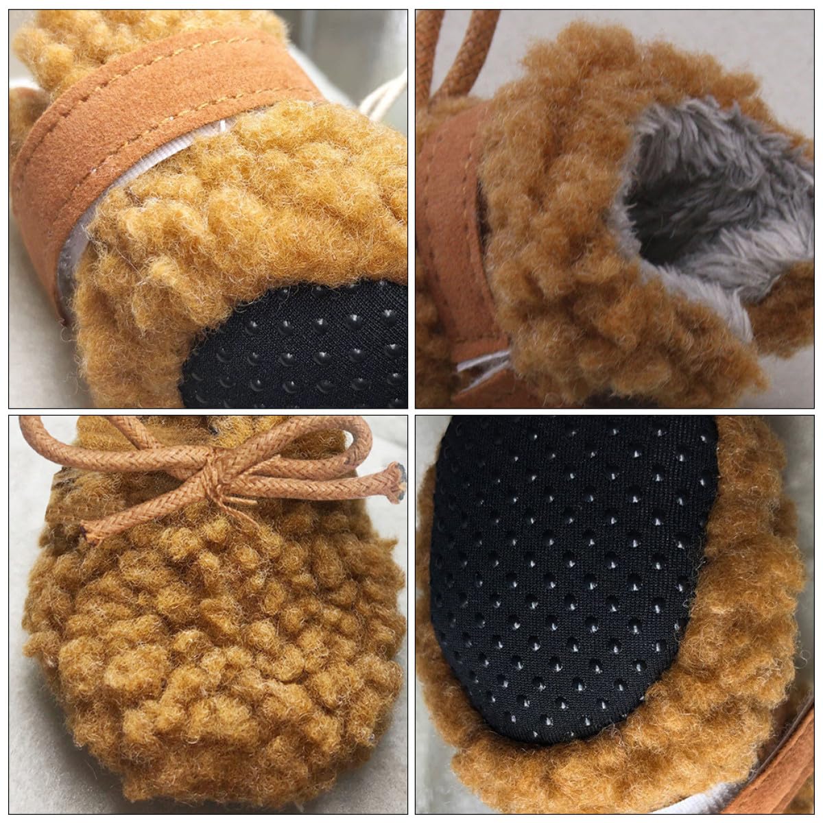 Angoily 12stücke Hundeschuhe Winter rutschfeste Plüsch-pfotschuhe Für Hunde Und Warm Braun Für Outdoor-aktivitäten Und Pfotenschutz Bei Kaltem Wetter