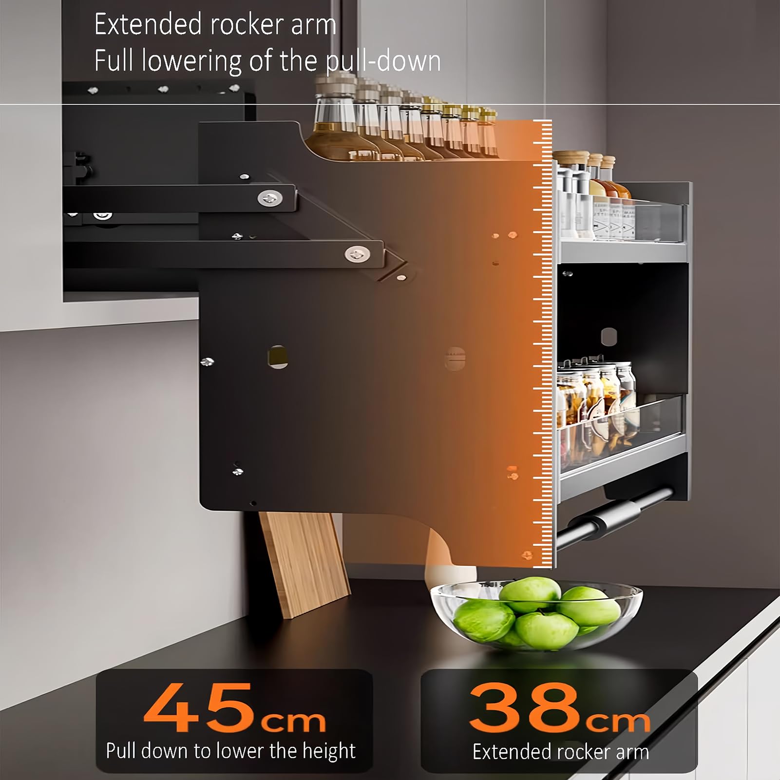Organizador de gabinete extraíble, cesta de elevación de cocina para almacenamiento de armario de pared superior, ideal para organización de cocina, bar y cafetería