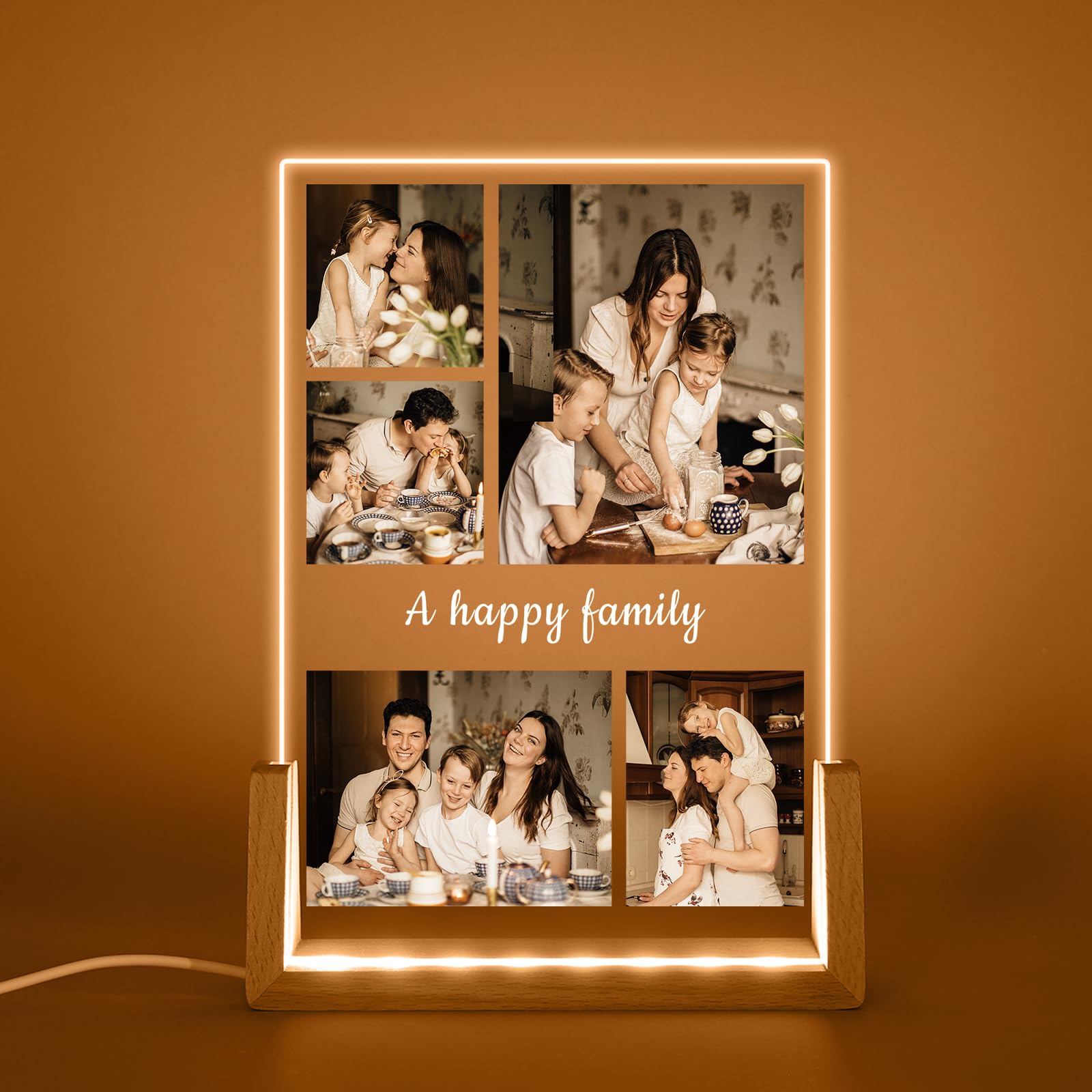 Baixtuo Personalised Acrylic Plaque Definition with Photo, Custom Gift for Loved Ones Best Friend Birthday Gifts,Customizable Gifts for Christmas Day- LED Acrylic Night Light Powered by USB (Style-8)
