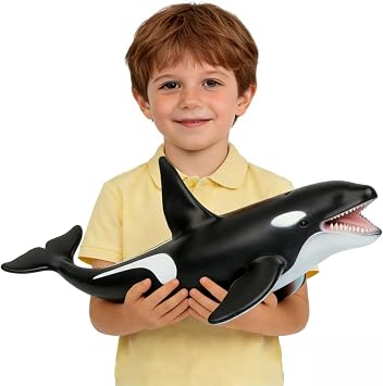 SmilerSmile Simulated Ocean Big Animal, One pc 15Inch Soft Filled Rubber Sea Educational Toys Killer Whale | Large Size, Big Sea Animals, Bathing Fish Toys for Boys Kids, Educational Marine Toy Figures, Birthday Ocean Party Gift