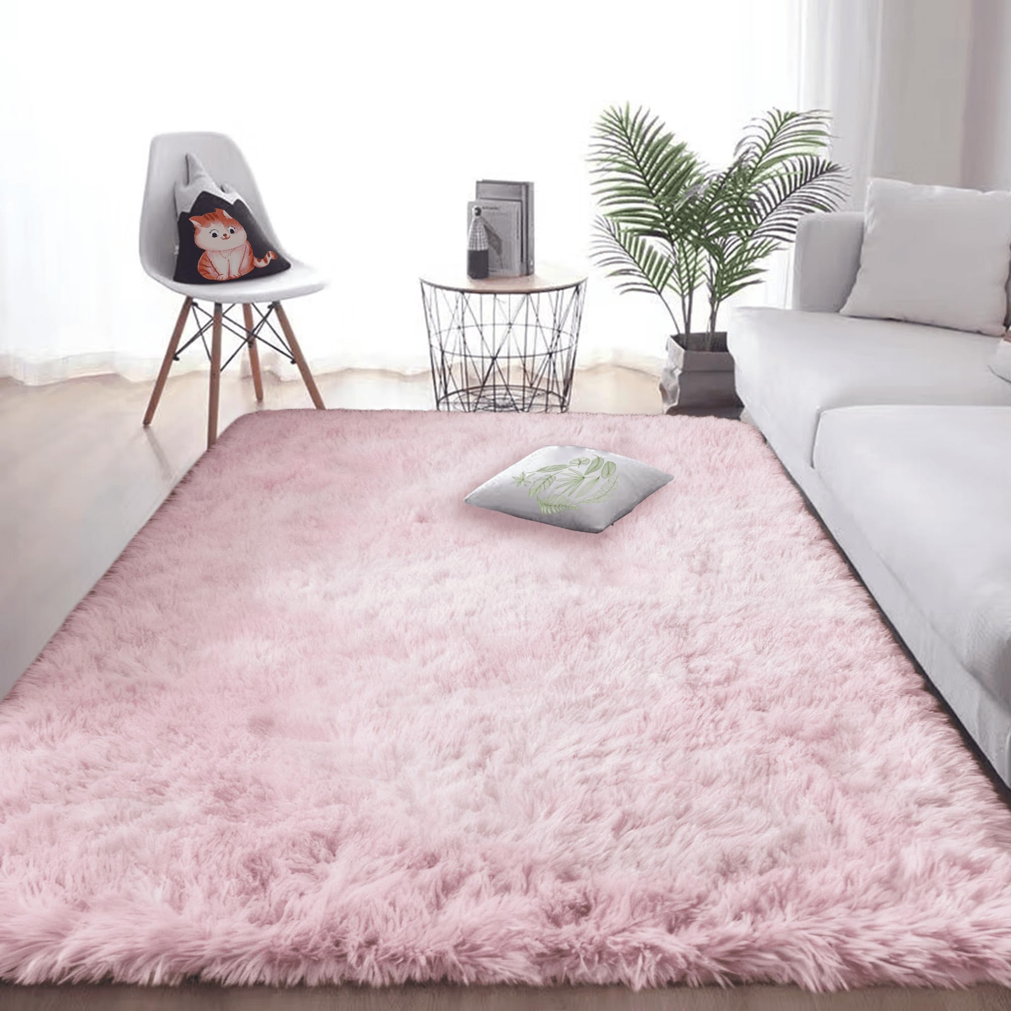 Tapis Moelleux Chambre 120 x 180 cm Rose Clair pour Salon Moderne