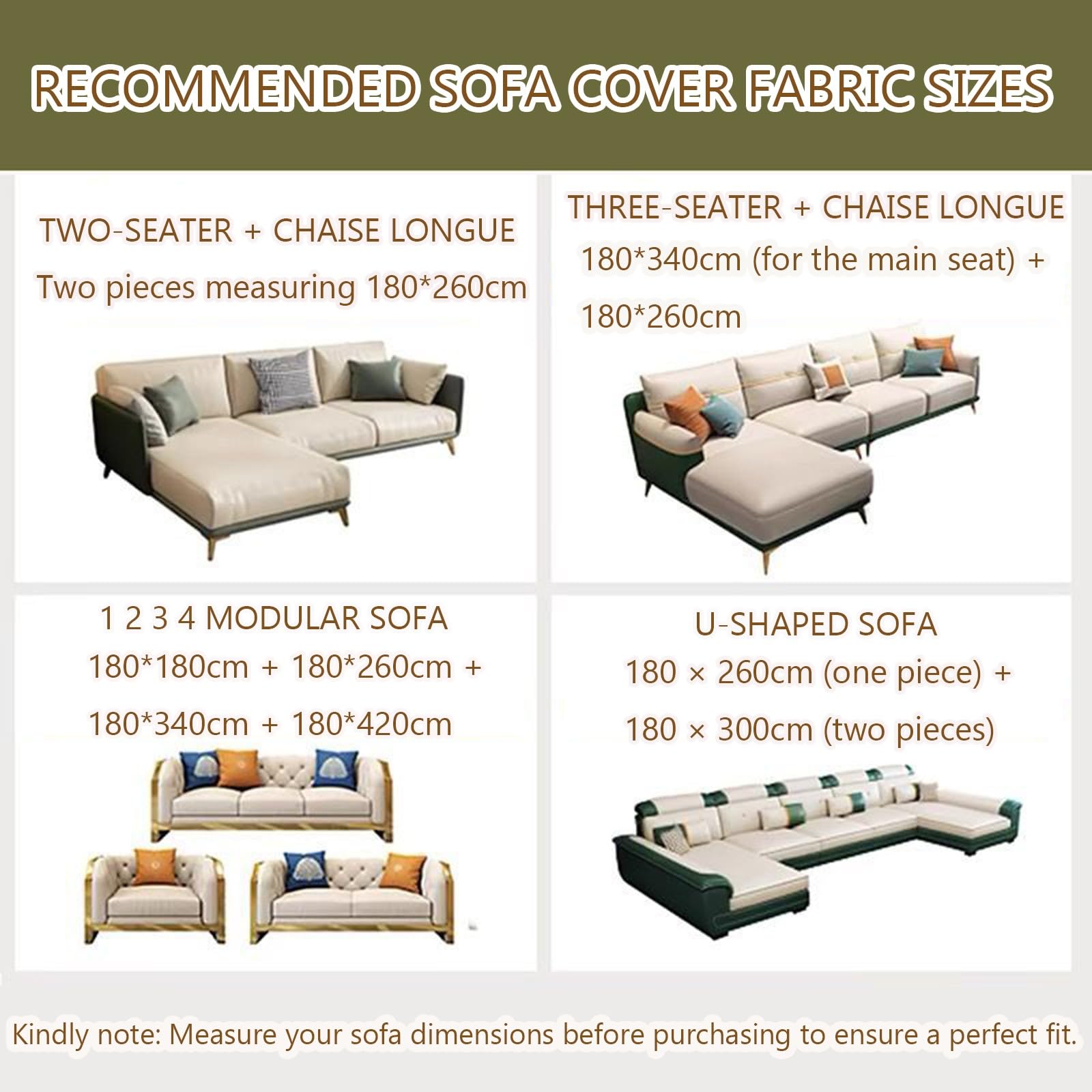 Générique Housse Canapé Relax 3 Places Anti Griffe Chat Canapé Lavable Jeté De Canape Grande Taille 1 2 3 4 Places ProtèGe Canape(Green,180x280cm)