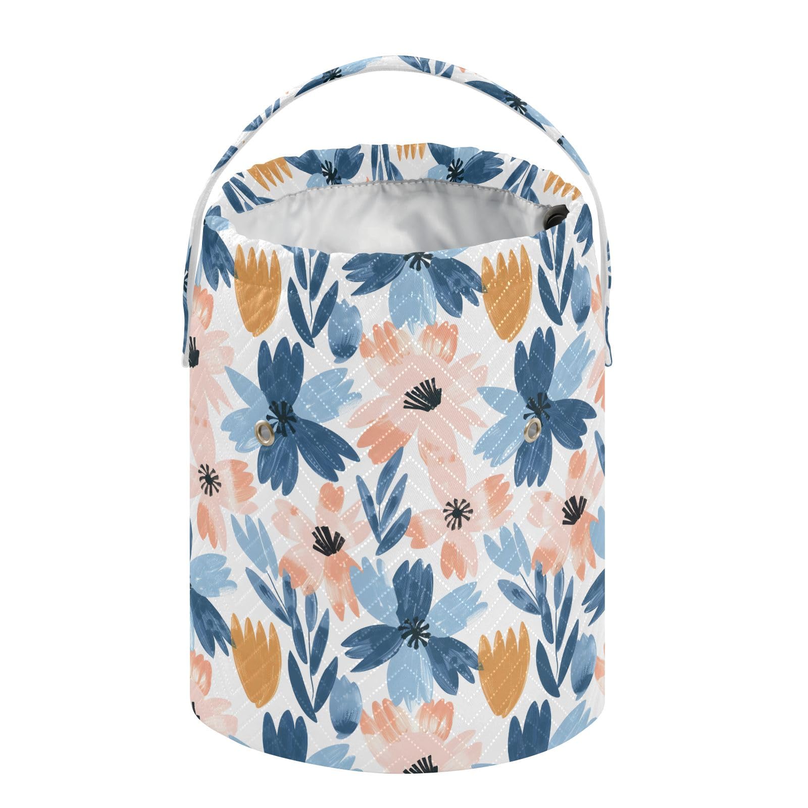 Yarn Storage Bag Small Crochet Bag Knitting Bag Organizer Abstract Flowers Pink Blue Yarn Bags for Crocheting Basket