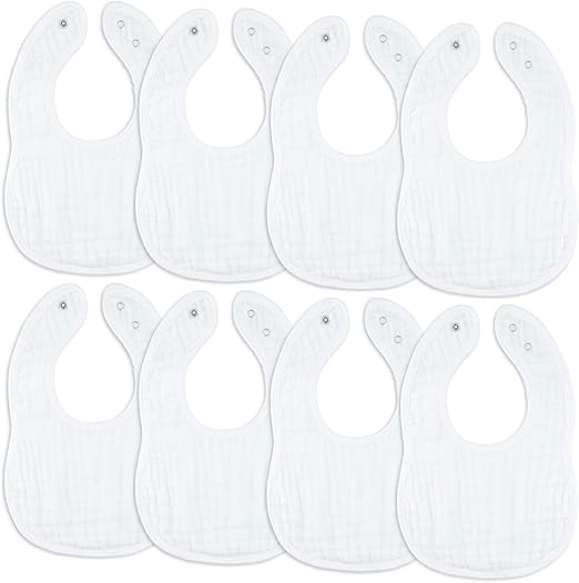 Comfy Cubs Muslin Baby Bibs, Drool Bibs, Adjustable with Easy Snaps, Teething & Drooling, Absorbent Bibs for Boys & Girls