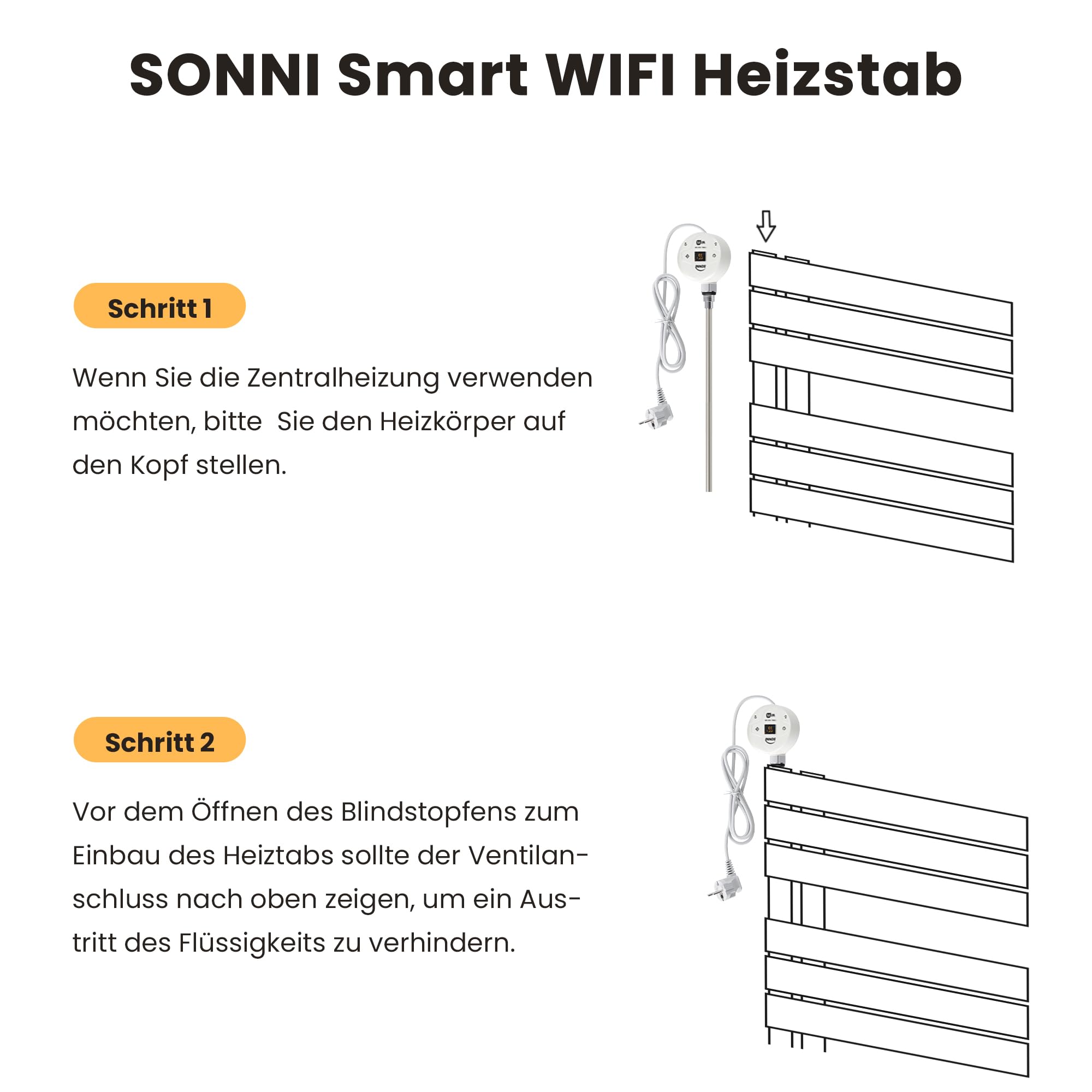 SONNI Smart WIFI - Barra riscaldante elettrica 400 W, colore: Bianco con termostato Intelleganter