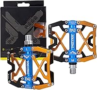Vista 9 de Mzyrh - Pedales de bicicleta de montaña, ultra fuertes, coloridos, mecanizados CNC, de 9/16 pulgadas, ciclismo sellado con 3 rodamientos