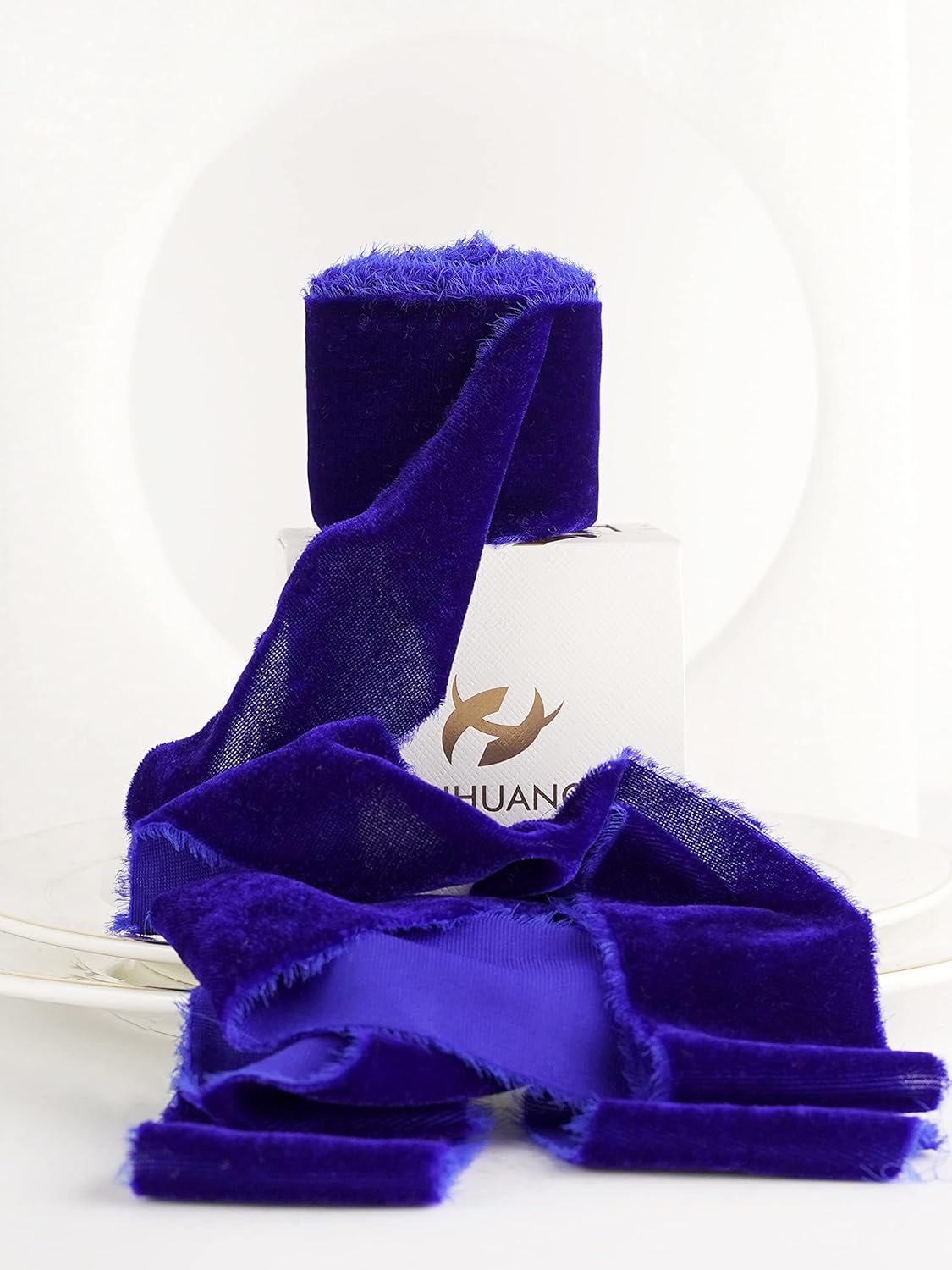 HUIHUANG Royal Blue Velvet Ribbon 2 inch Christmas Velvet