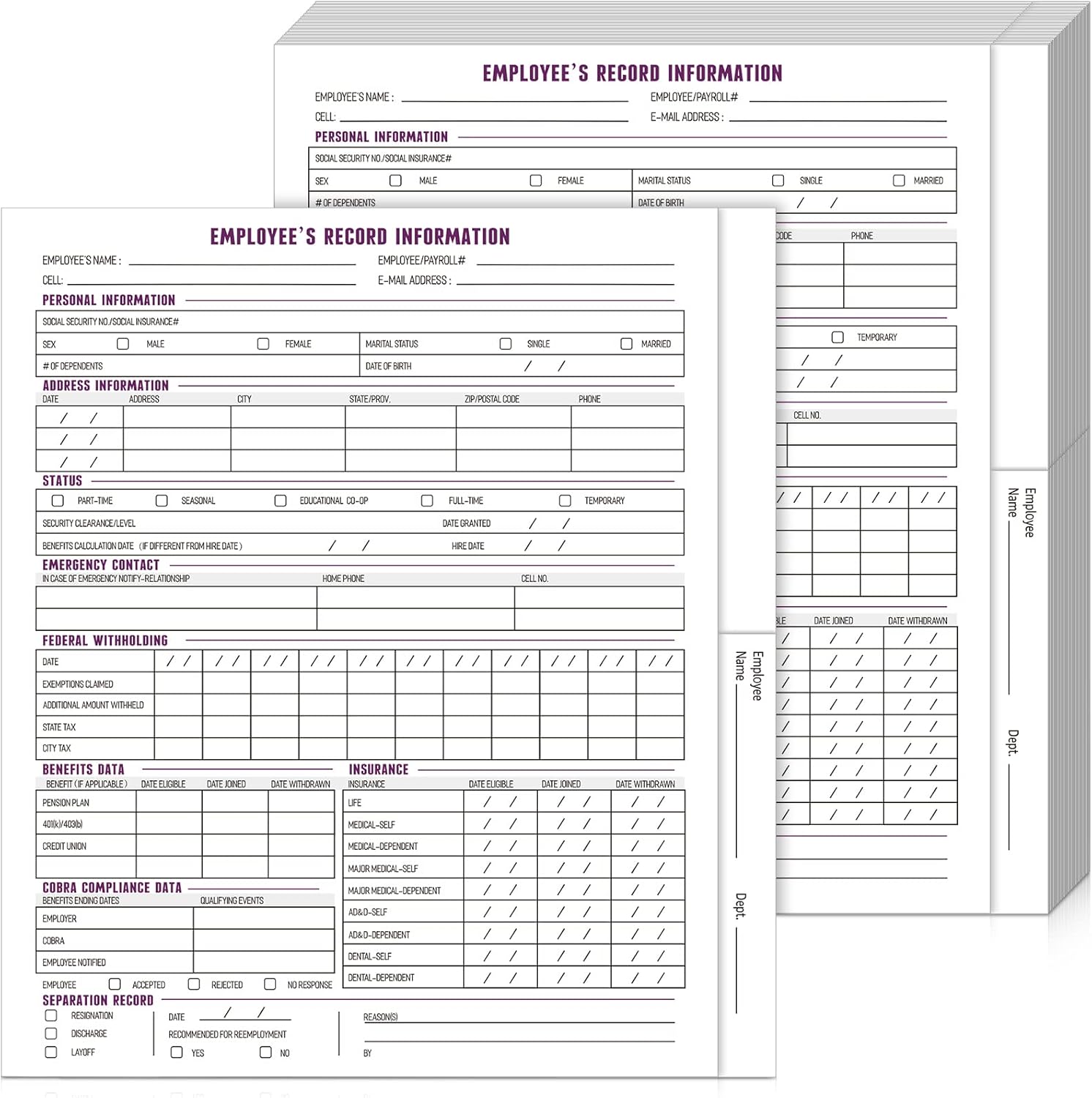 Glenmal 30 Pcs Employee Record Folders Employee File