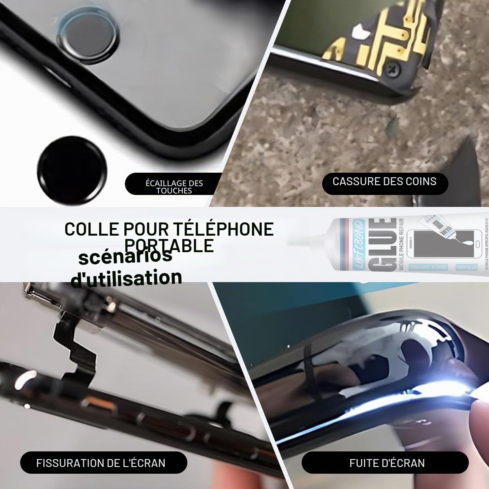 2 Pièces 15ML Colle Ecran Smartphone, Colle pour Telephone Portable, Convient pour coller Les Écrans de Téléphones Portables Tablettes Ordinateurs Portables Appareils Photo etc