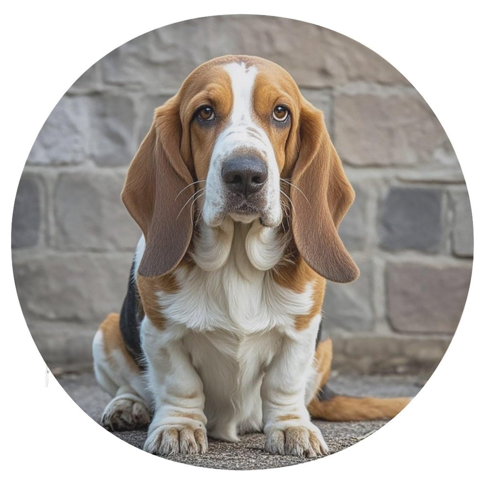 LZQPOEAS Basset Hound Swivel Seat Cushion with Supportive Memory Foam Comfort Round Bar Stool Cushion 15.3" Diameter Rotating Seat Cushions Fashion Chair Pad for Car Office Home