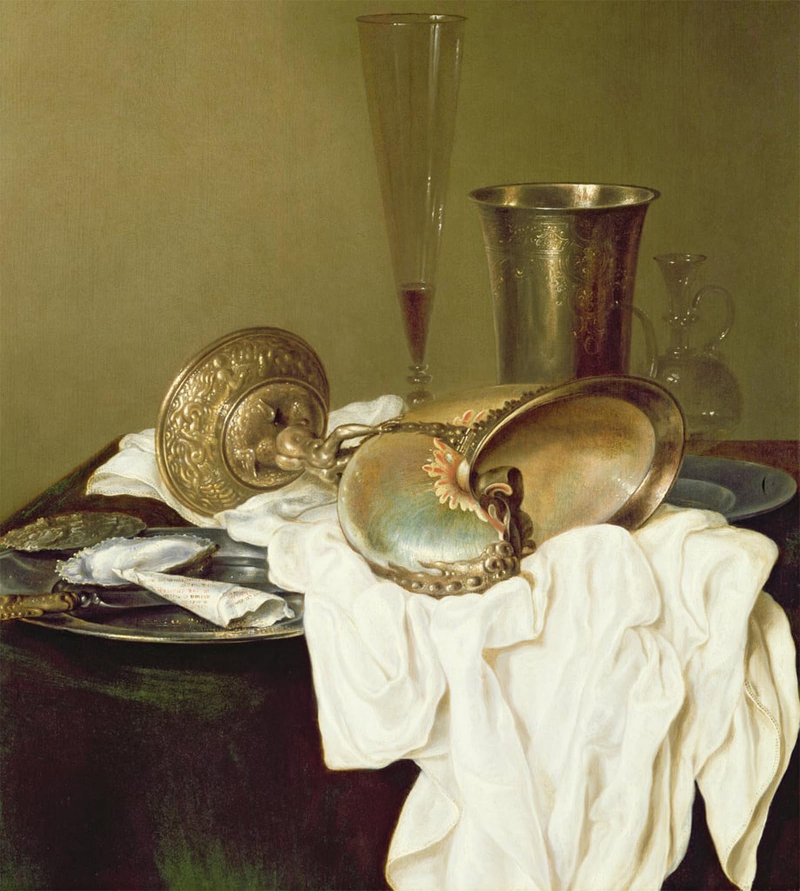 ARTXLXXBN Famous Print Painting Colorful Art Print Still Life with a Nautilus Cup by Willem Claesz Heda Canvas Art Decorations for Home Decor 60x90cm