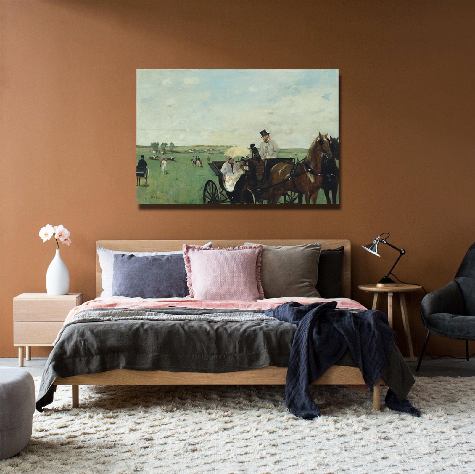 Lienzo Imprimir Arte de pared Edgar Degas en las carreras en el campo Cartel de bellas artes para la decoración de la sala de estar Decoración del dormitorio Grandes 60x90cm Marco interno