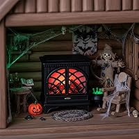 Vista 6 de LUOZZY Chimenea de casa de muñecas 1:12 con luz LED, accesorios para muebles de casa de muñecas en miniatura, color negro