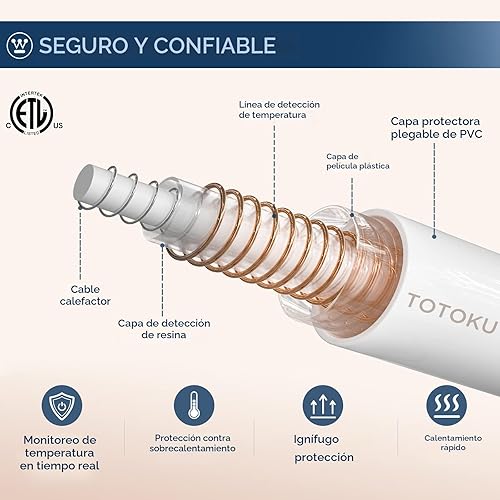 Miniatura 6 de Manta eléctrica con calefacción Westinghouse, manta eléctrica con 6 niveles de calefacción y configuración de tiempo de 2-10 horas, manta eléctrica