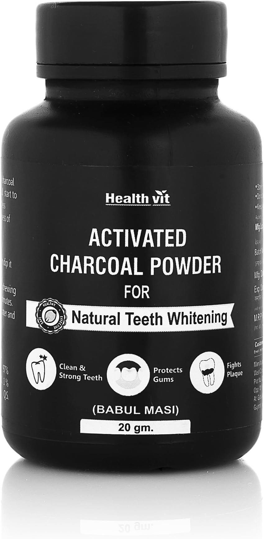 HealthVit Activated Charcoal Powder for Natural Teeth Whitening - 20 g