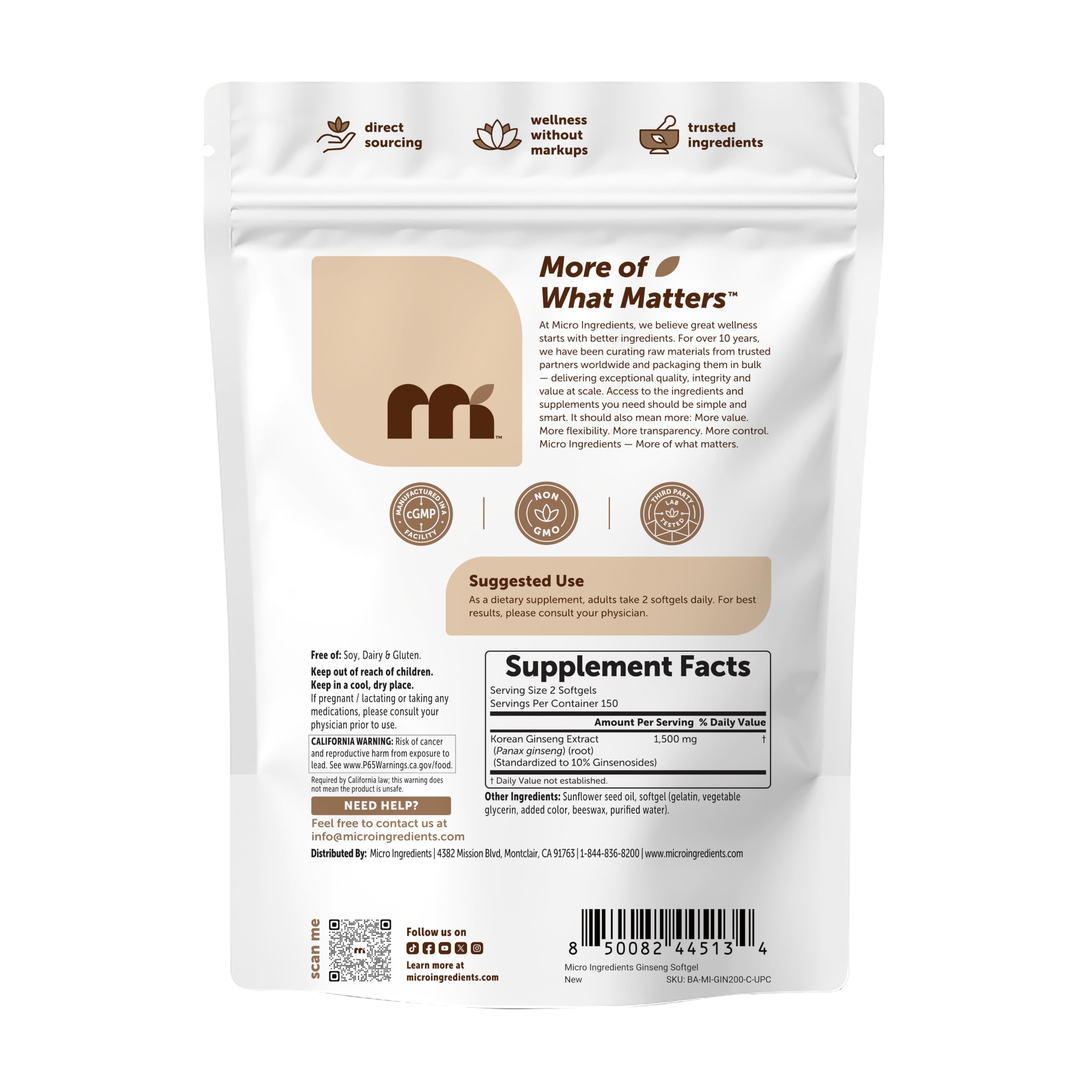 Micro Ingredients Red Panax Ginseng Supplement, 8 Years Grown, 300 Softgels — Amazon image 7