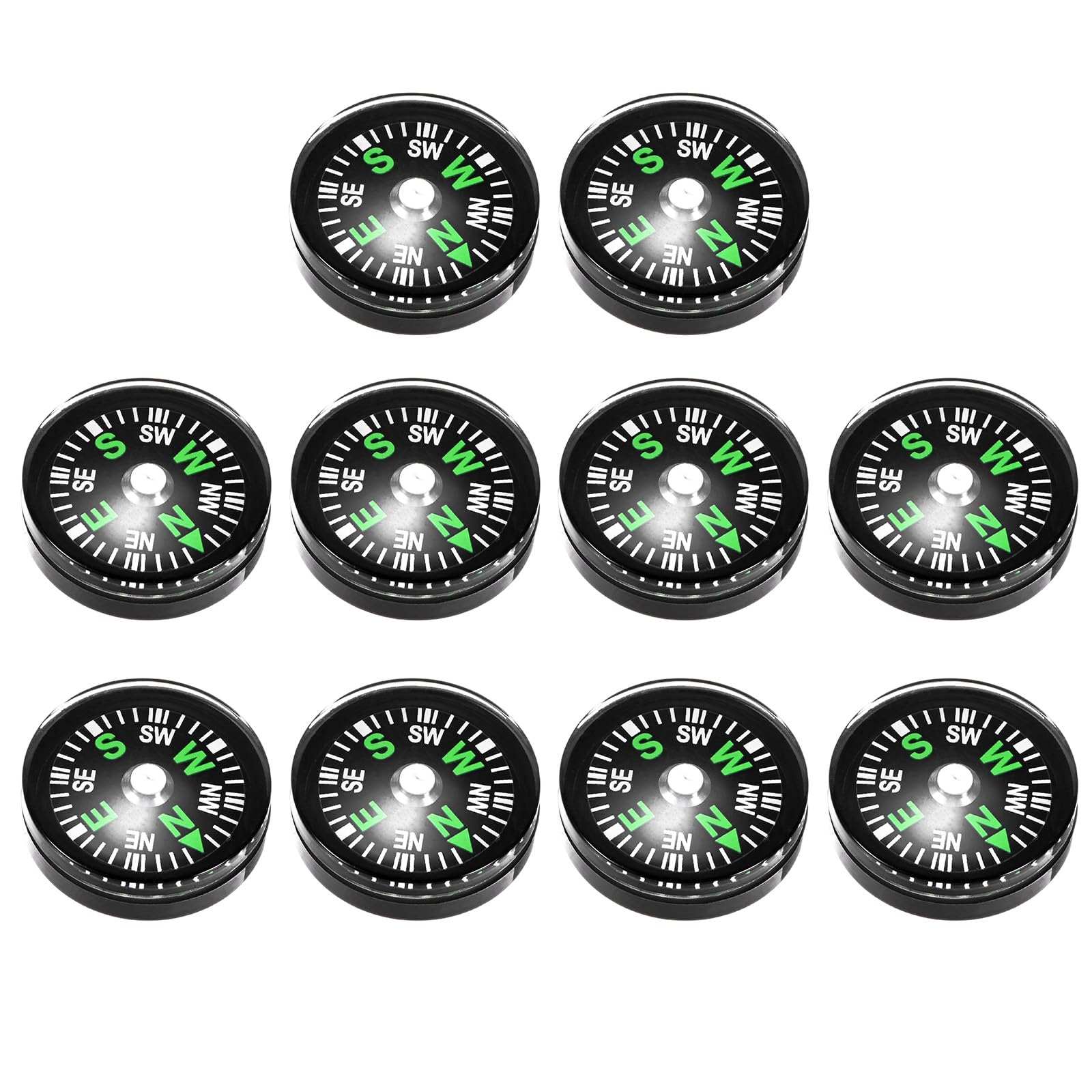 TIXIPEM 10PCS Mini Compass 20mm Pocket for Hiking & Camping, Black