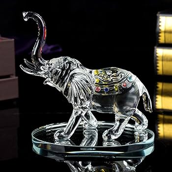 クリスタル象の彫刻 Amazon.co.jp: London Boutique 装飾クリスタルガラス 動物 象