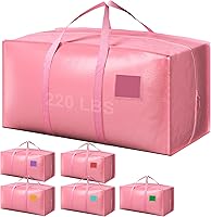 Vista 1 de Paquete de 6 bolsas de mudanza grandes extra resistentes con cremallera reforzada y asas anchas, contenedores de almacenamiento impermeables