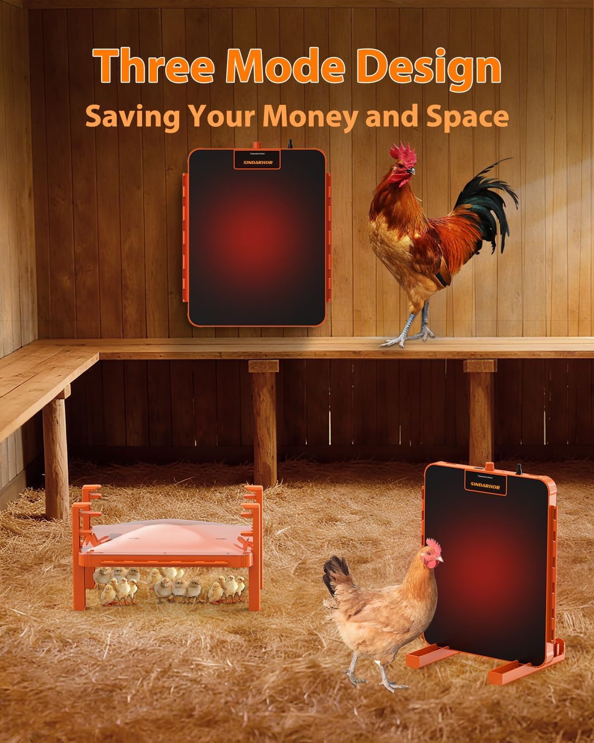 Chick Brooder Box Heat Plate,Chicken Coop Heater with Temperature Sensor - Heating Panel for Baby Chicks - Chickens Warmer for Winter - Radiant Heaters Brooding for Outdoor Poultry (Orange)