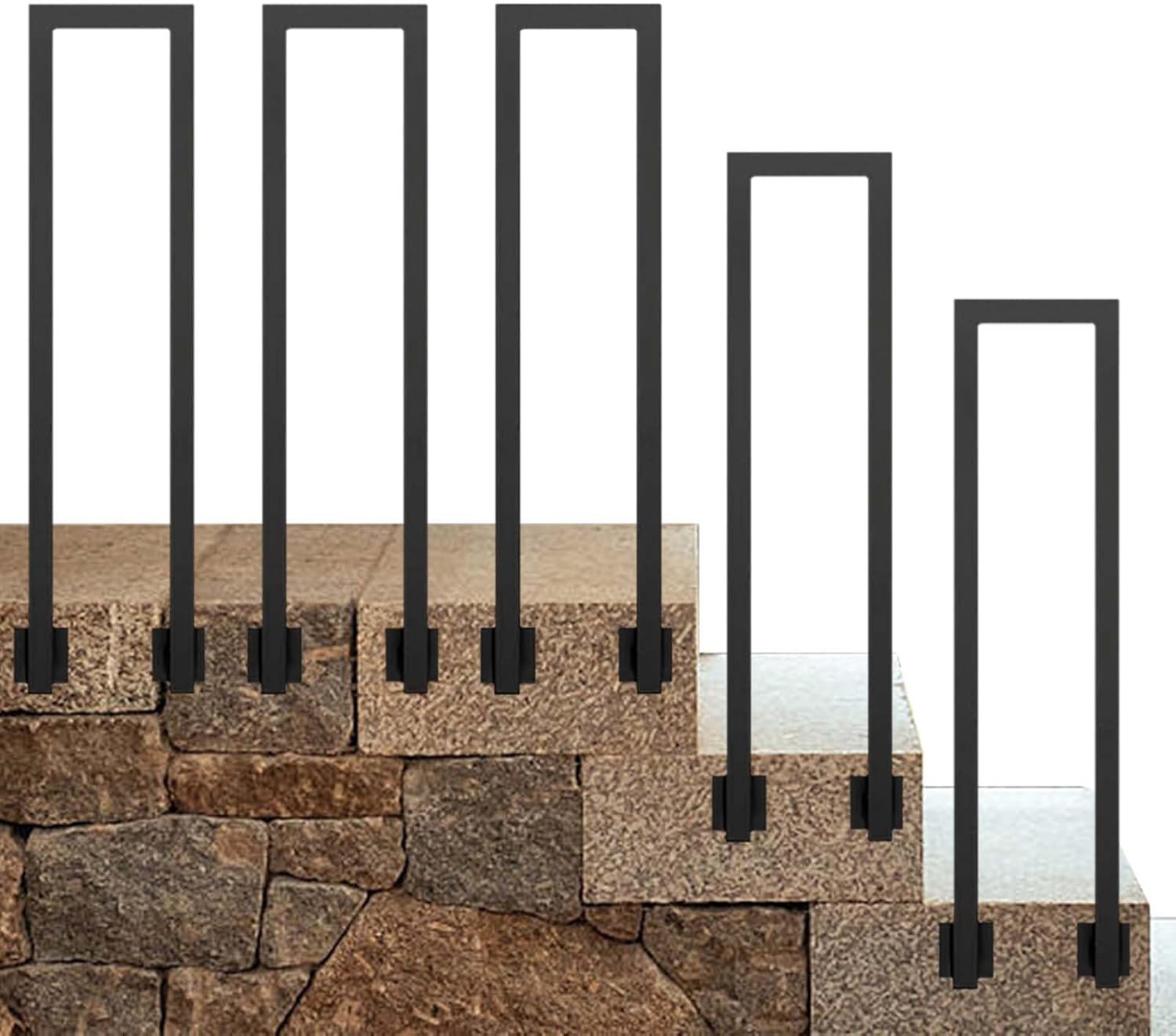 Outdoor Hand Rails, 1-Step Stair Handrail, Wrought Mattle Iron Stair Railing Transitional Handrail Picket for Porch Garden Steps, Black, 55cm 75cm 85cm 90cm 100cm(65cm(2.1ft))