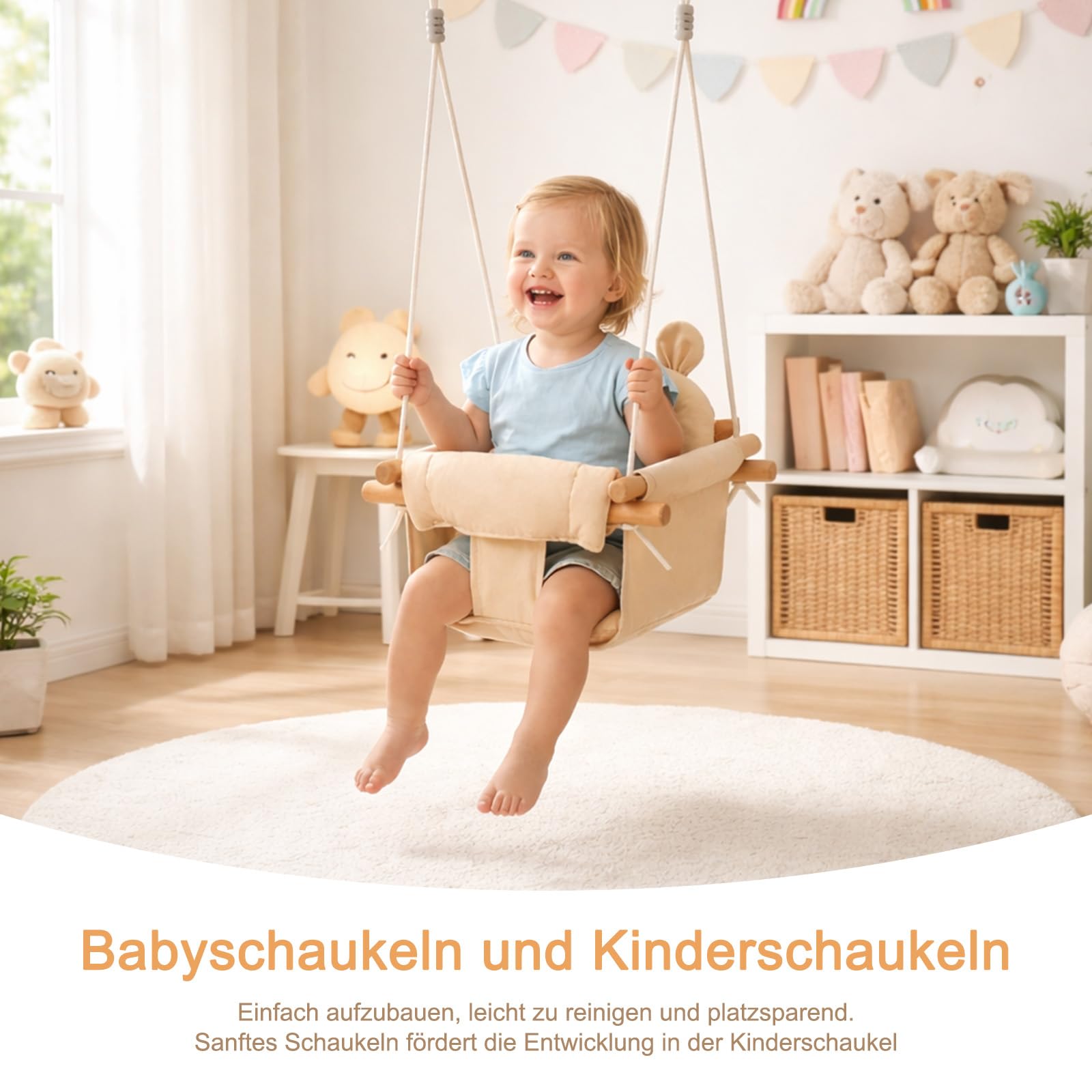 Babyschaukel für Innenbereich und Außenbereich, mit Sicherheitsgurt, Türhängeschaukel für Türrahmen, Garten und Terrasse 3in1 Babyschaukel