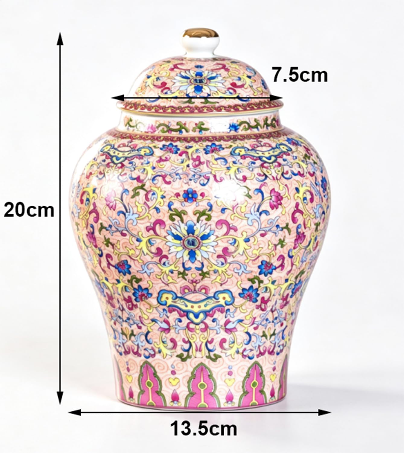 Słoik na imbir z emalii w stylu chinoiserie, kolorowy ceramiczny słoik