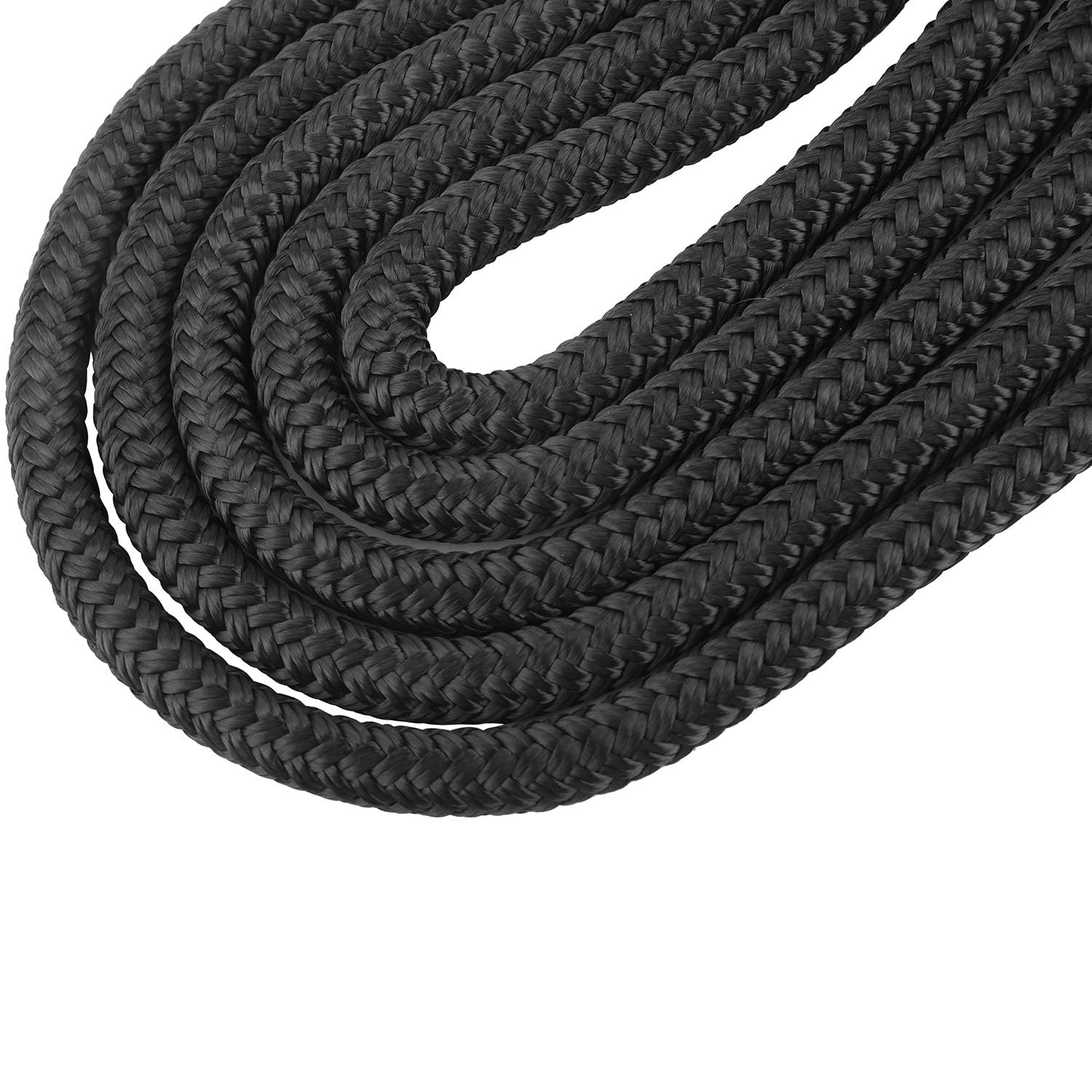 FreeTec 4 TLG Bootsseil Boot Fenderleine Nylon Dockline Festmacherleine Fenderseil mit Auge 12mm Durchmesser 6m lang Schwarz