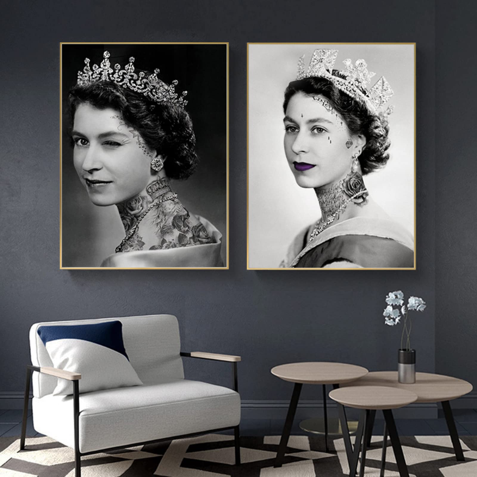 Amazon.com: GZGBMD Queen Elizabeth Posters and Prints Queen Elizabeth Tattoo  Canvas Painting Elegant Portrait Wall Art Home Decor Pictures 40x60cm X2 No  Frame: Posters & Prints