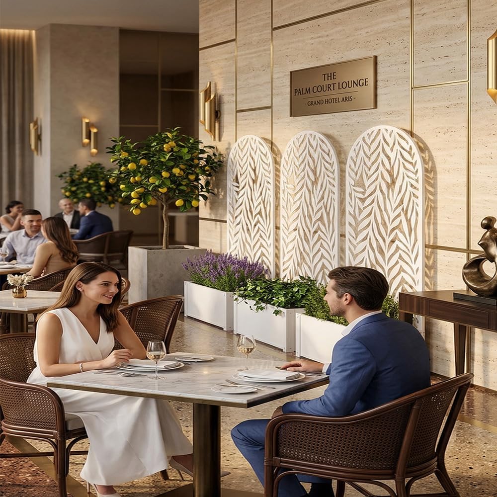 Fioriera con spalliera graticola rettangolare alta cm 150 vaso 60x32 in Metallo Bianco Separè Decorativo per Piante Rampicanti e Divisorio per Ambienti Design Moderno Ideale per Casa Bar Ristoranti.