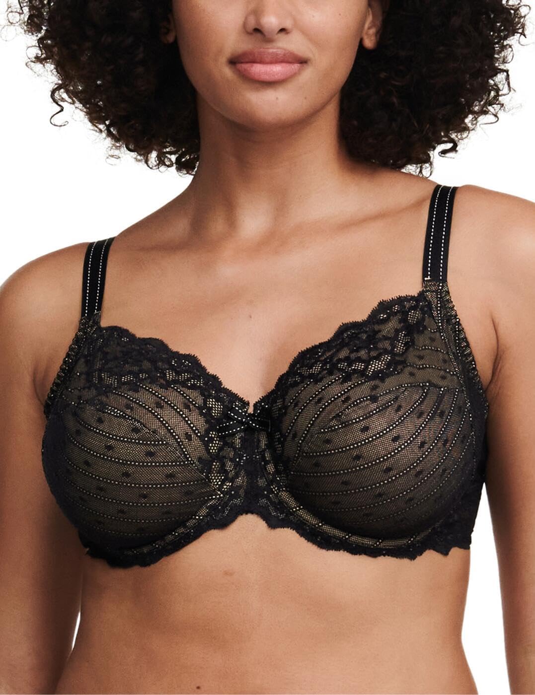 Chantelle Women's Rive Gauche Lace Full Coverage Unlined Bra, Black, 36F - Image 4