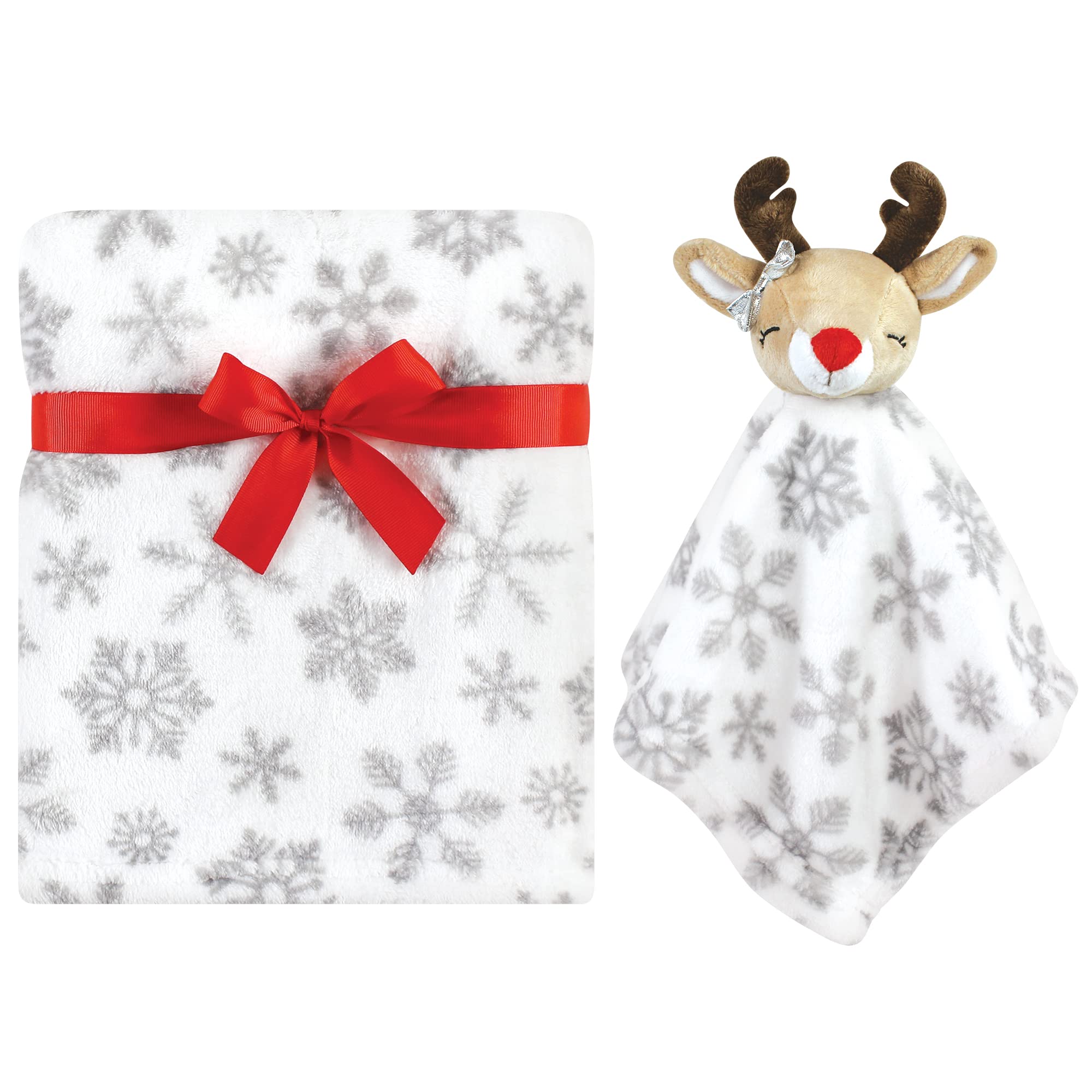 Hudson Baby Unisex Baby Plush Blanket with Security Blanket, Girl Rudolph, One Size