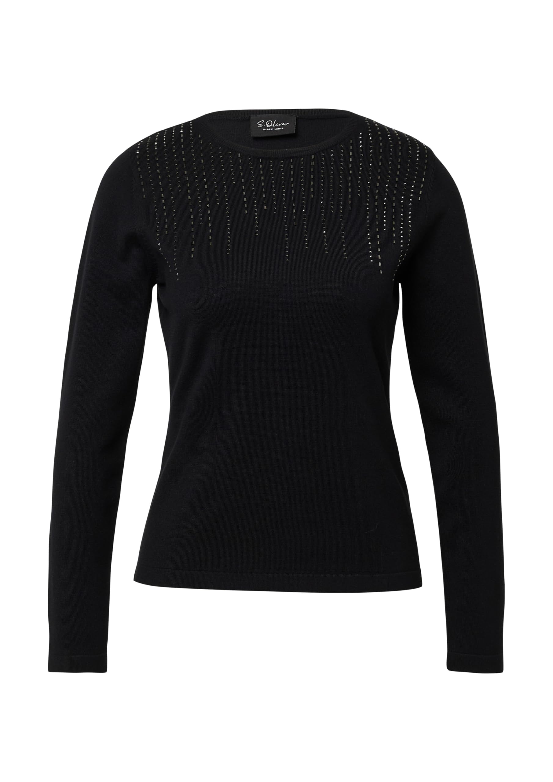 s.Oliver Feinstrick-Pullover im Slim Fit mit Schmucksteinen