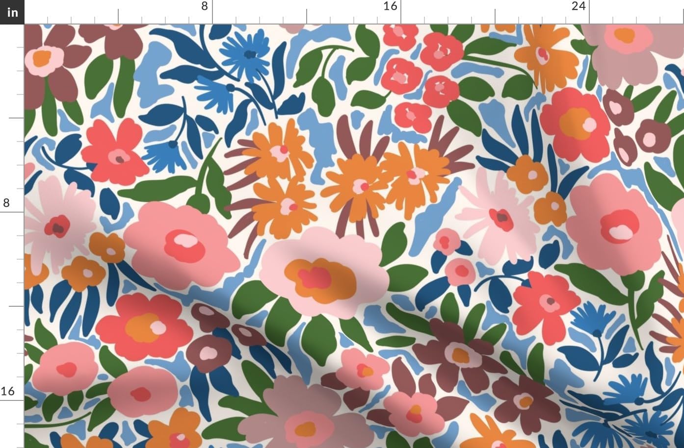 Spoonflower Fabric - Colorful Floral Abstract Large Scale Bold Warm Weather Spring Summer Printed on Organic Cotton Sateen Fabric by The Yard - Sewing Quilting Apparel Home Decor