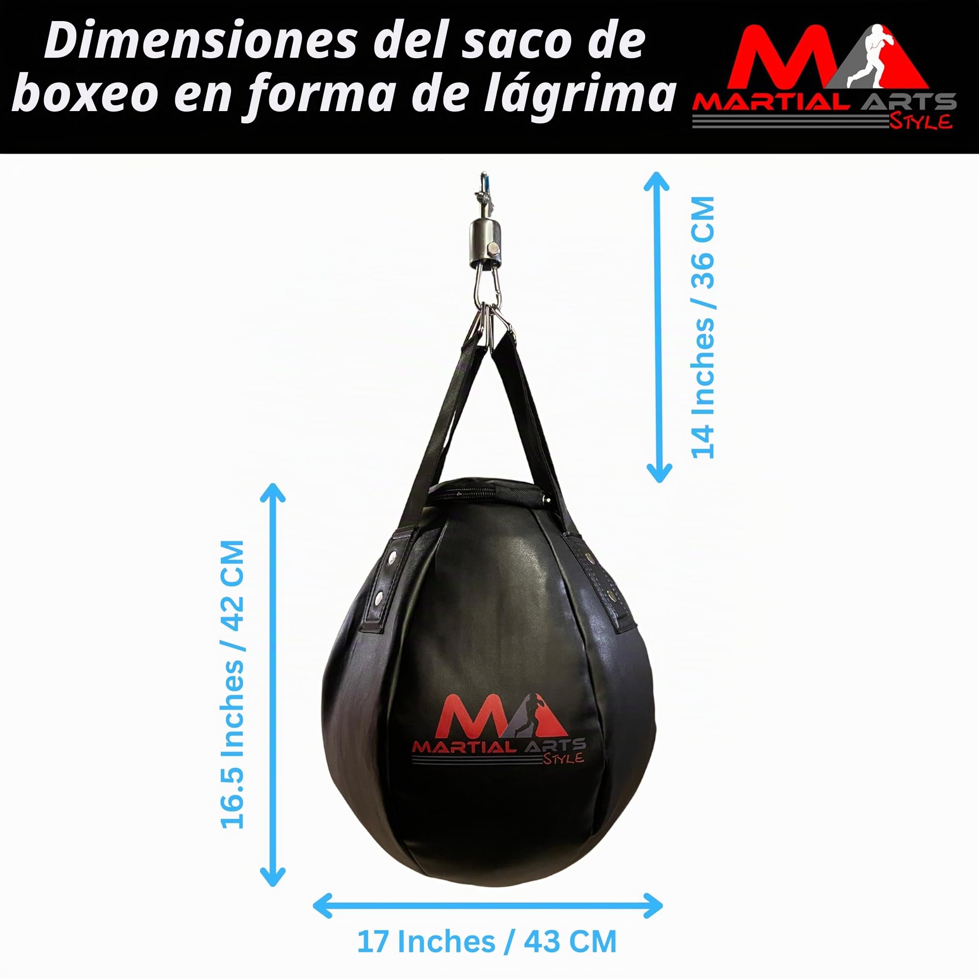 Saco de Boxeo Profesional con Forma de lágrima para Entrenamiento de Artes Marciales Mixtas, Kickboxing, Muay Thai, Bolsa Pesada Redonda (sin Relleno)