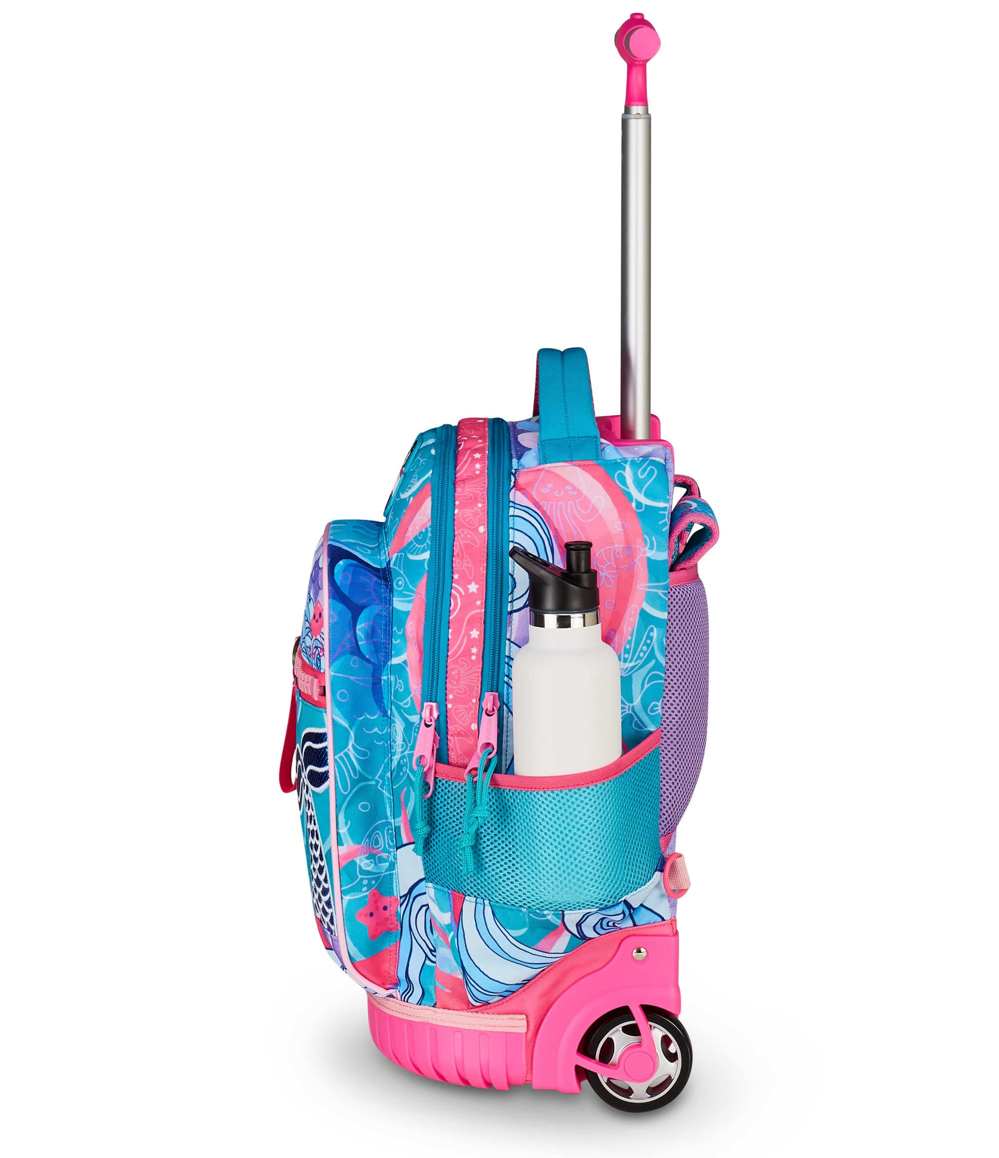 Mitama Trolley Scuola Run Maxi OCEANVIBES, Turchese, Doppio Scomparto, Tasca Frontale, 2 Tasche Laterali, Scuola Elementare e Tempo Libero, Bambina