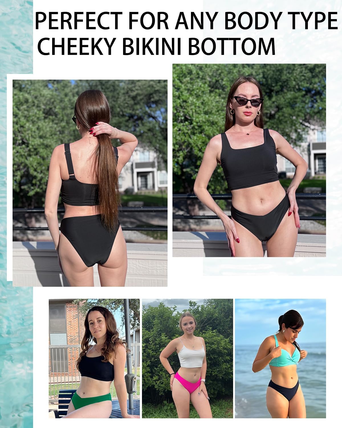 Tempt Me Women Mid Waist Bikini Bottoms - V Cut Front Swim Bottoms High Cut Cheeky Bathing Suit Bottoms Brazilian Swimsuits - Image 2
