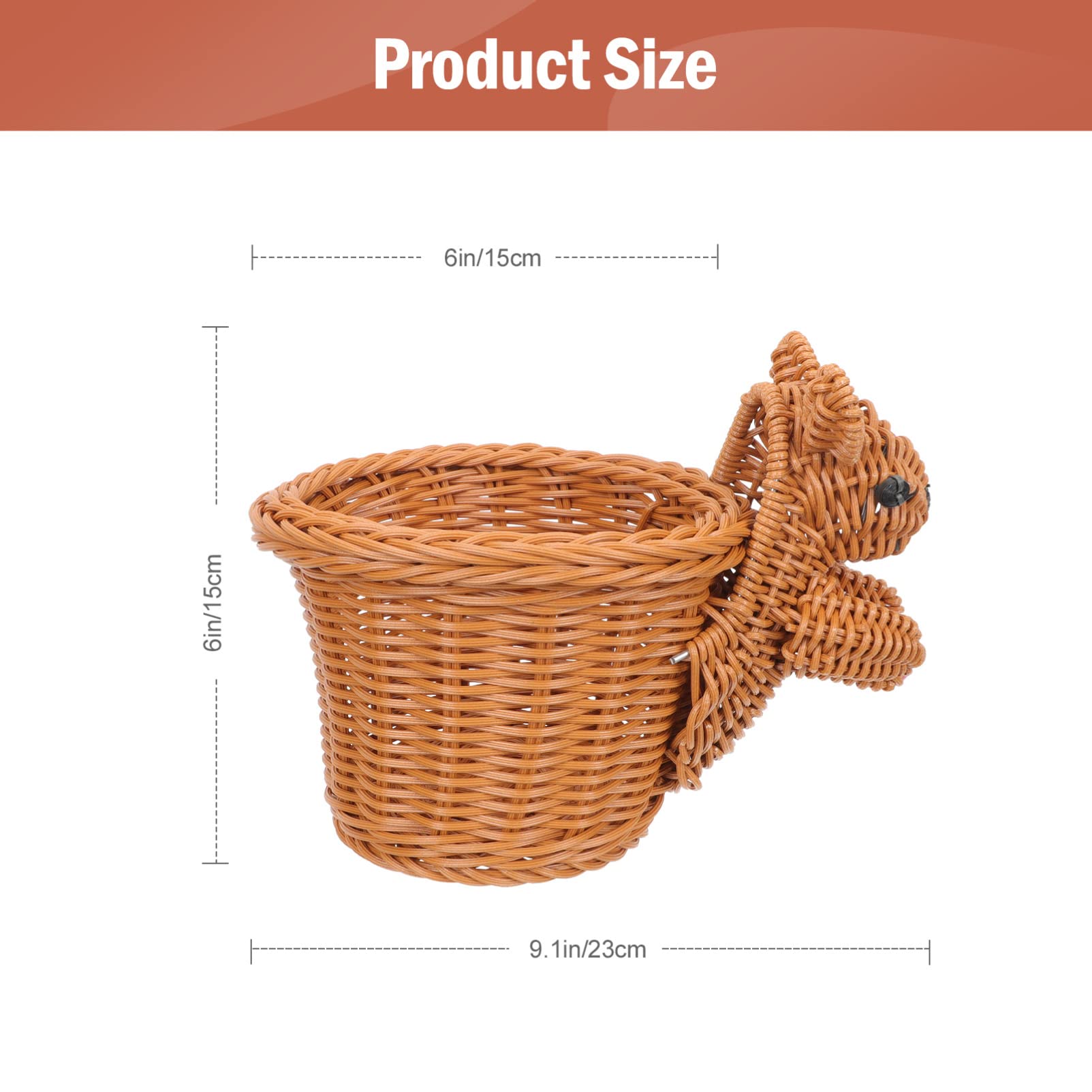 SOLUSTRE Creative Squirrel Shaped Food Basket Handwoven Imitation Rattan Storage Container for Home for Snacks and Fruits Elegant Design for Table Decoration