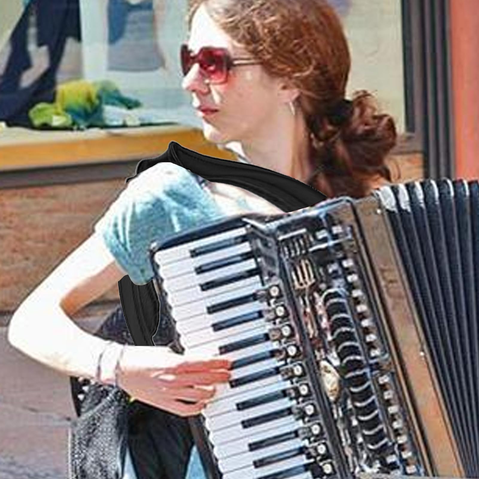 Bretelles d'accordéon - Ceinture d'épaule d'accordéon basse en similicuir, sangle d'accordéon rembourrée | Ceinture d'instrument de musique en cuir synthétique imperméable pour basses de 16 à 120 pouc