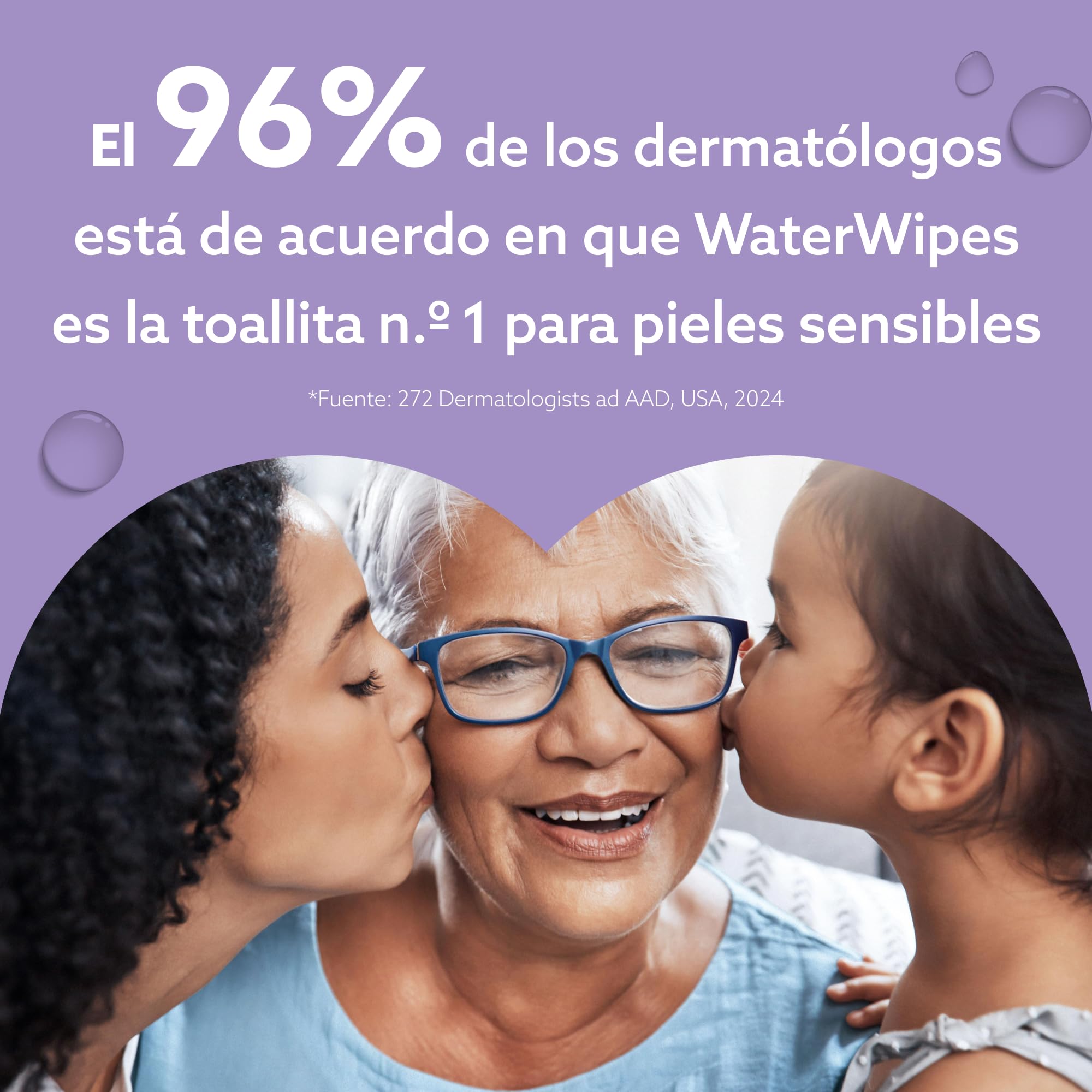 WaterWipes Sensitive+ Soothing Clean Wipes, Toallitas Calmantes, 720 unidades (paquete de 12), 3 en 1 Limpia, Cuida, Calma, 99% de agua con extracto botánico, Toallitas sin perfume para bebés