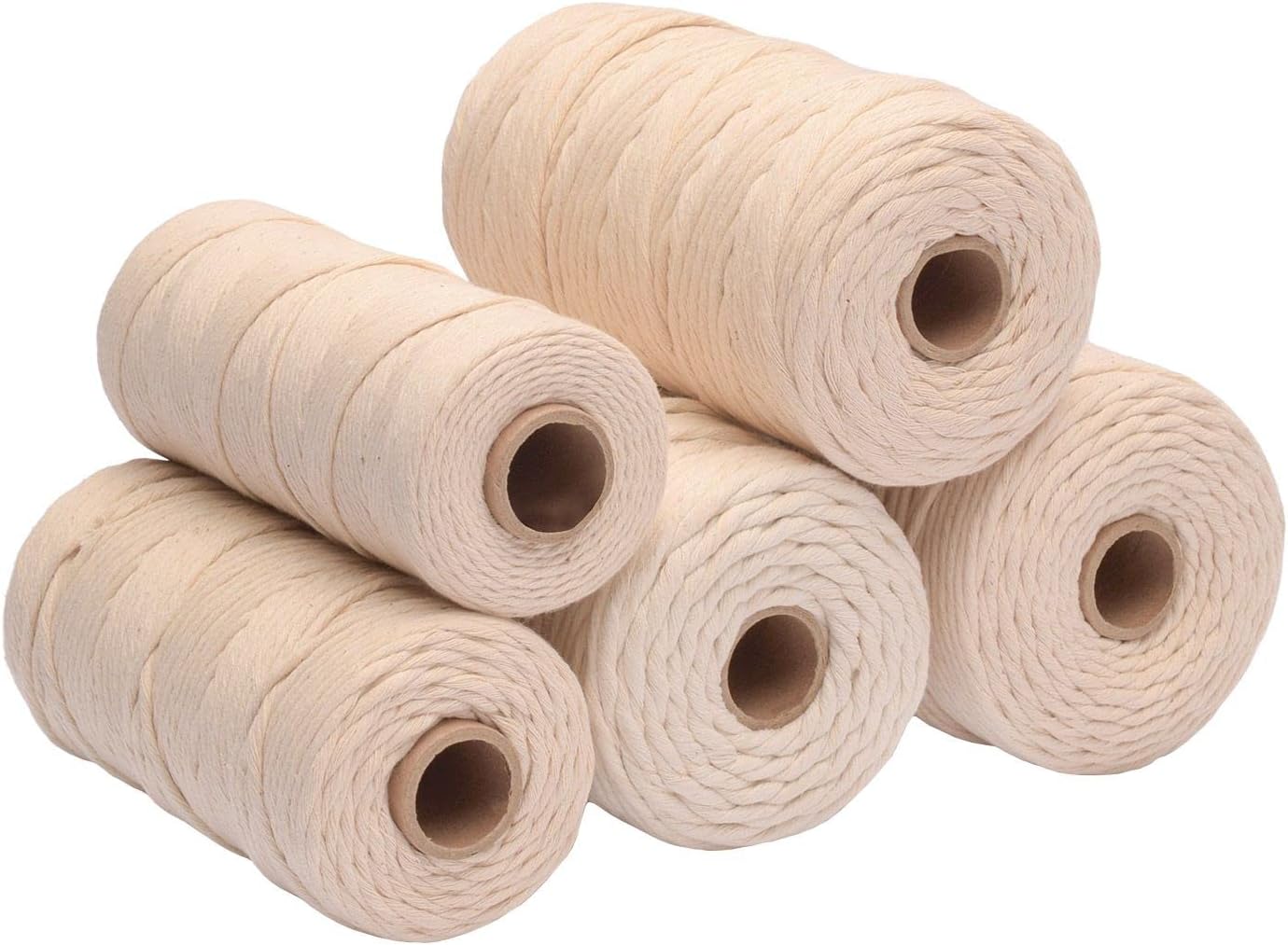 Vaessen Creative Natural Macrame Yarn, 4 mm x 100 m, 100% Cotton, Available in Various Colours, DIY, Crafts of Decoration Such as Hanging Basket, Wall Hanging, Lantern, Dream Catcher